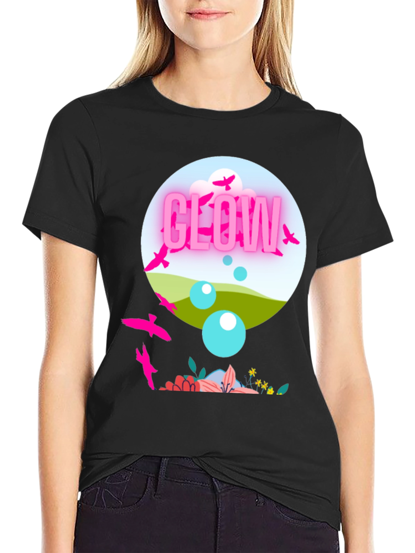 Black Glow in Nature Graphic Tee - Stylish Casual Wear view 2