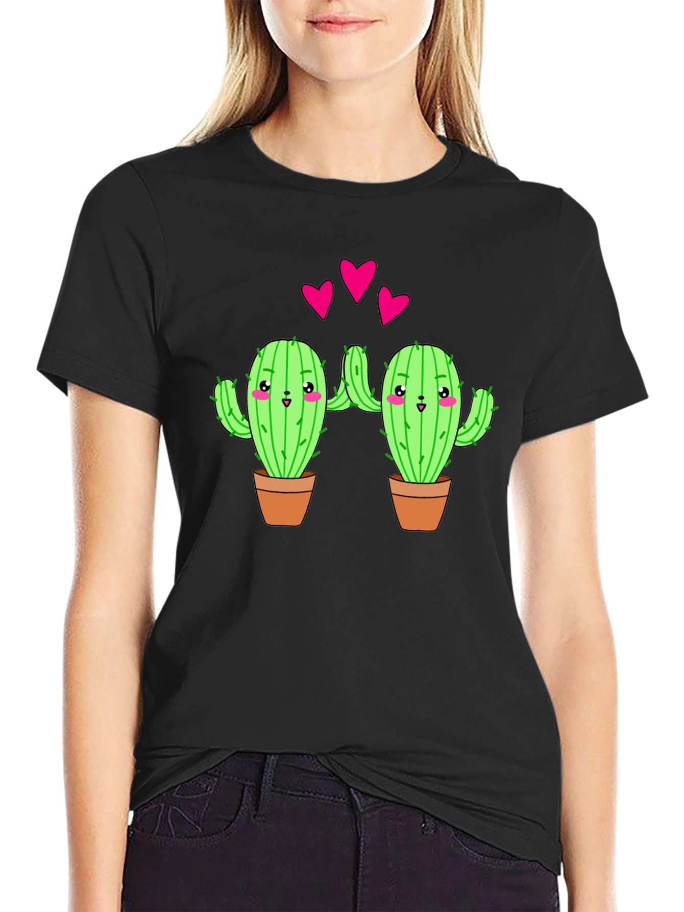 Black Cactus Love Graphic T-Shirt - Black view 2