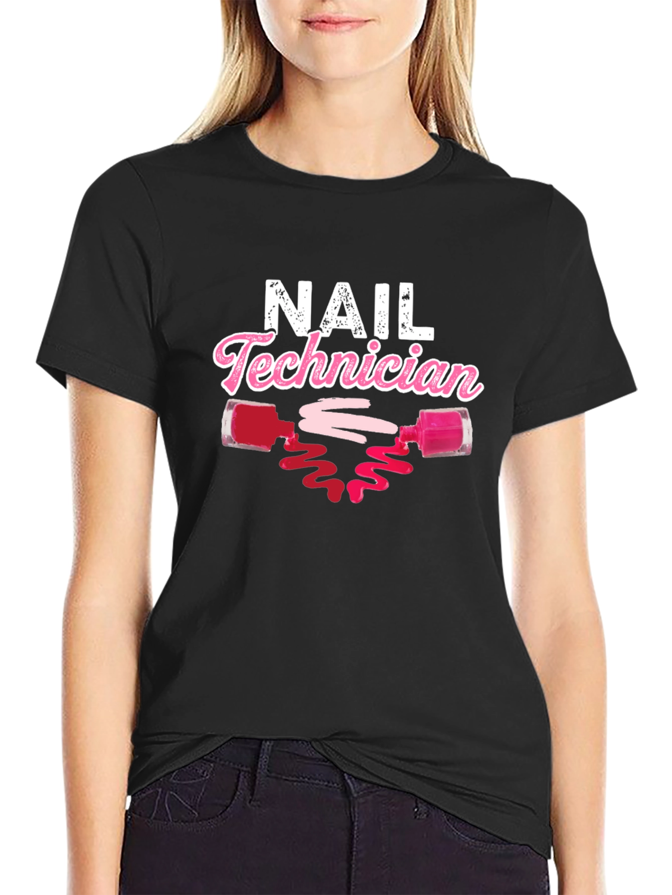 Black Nail Technician T-Shirt - Manicure & Pedicure view 2
