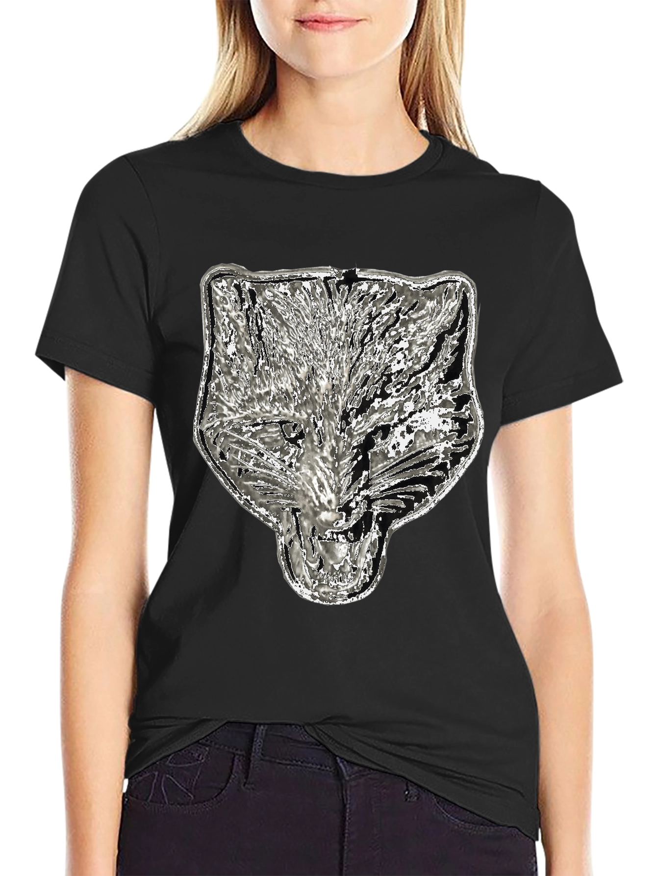 Black Wolf Graphic Tee - Black Cotton Blend view 2