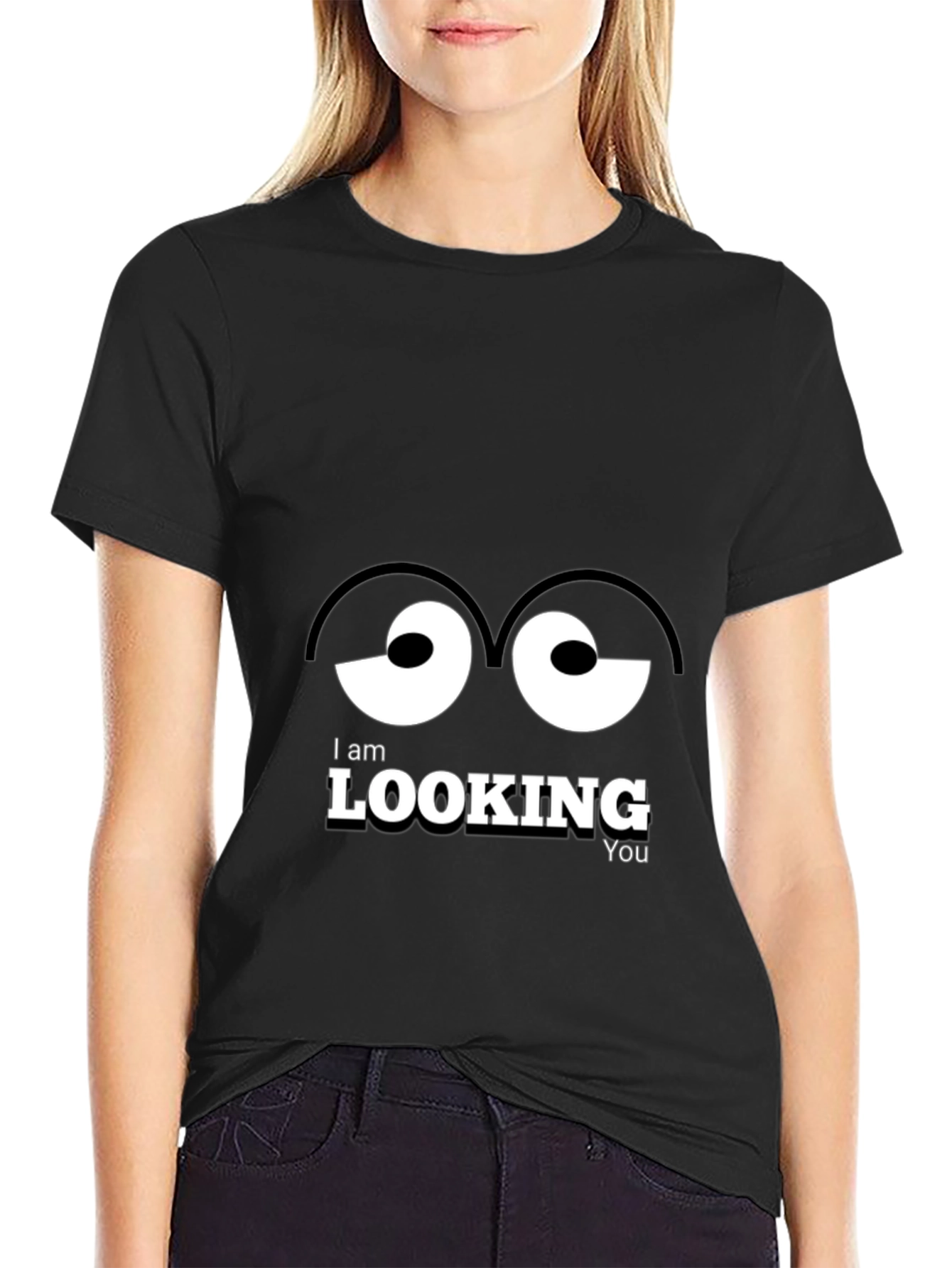 Funny Eyes Graphic Black T-Shirt - 2