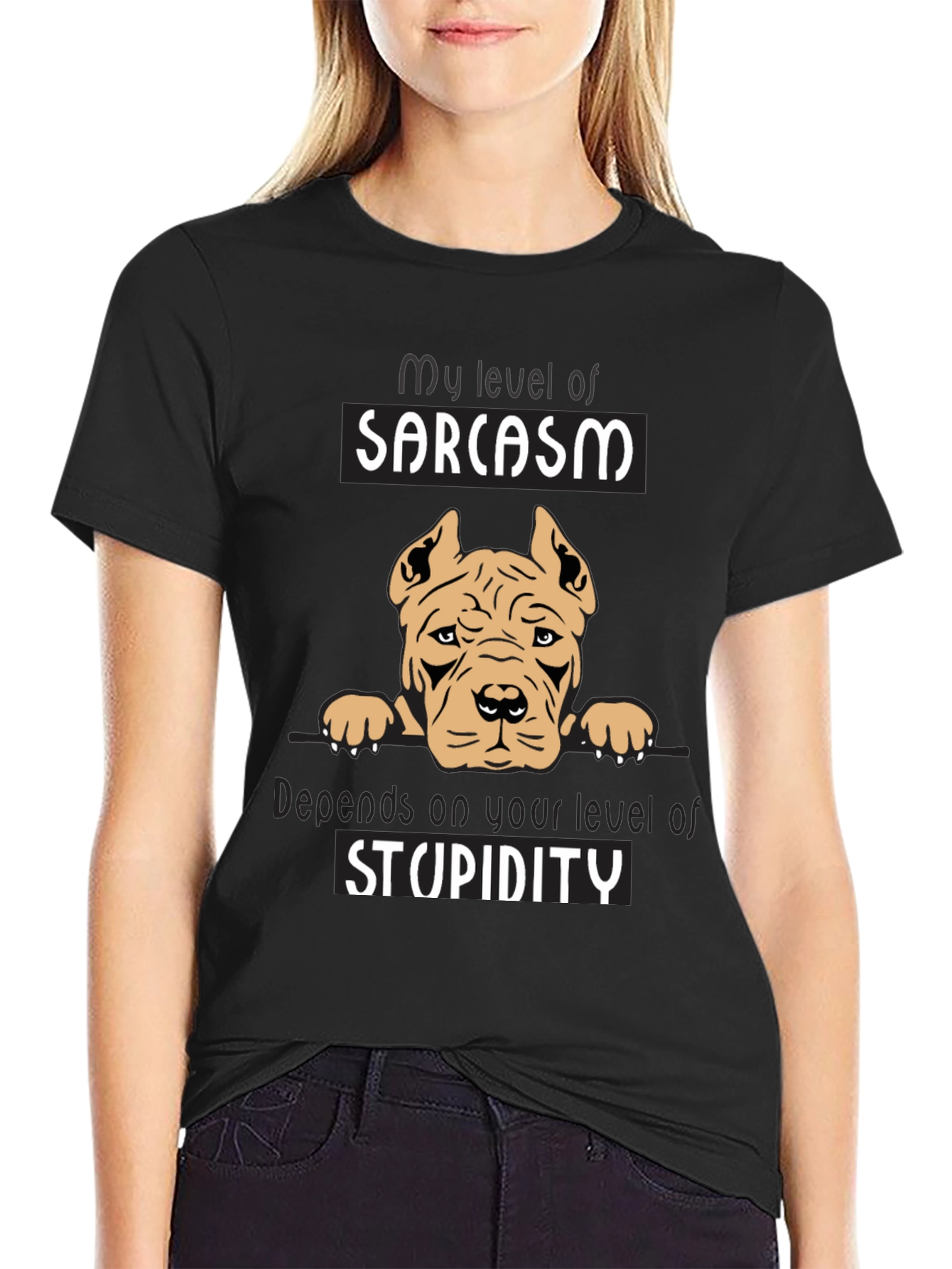 Black Sarcastic Dog Graphic Tee - Men's Black T-Shirt view 2