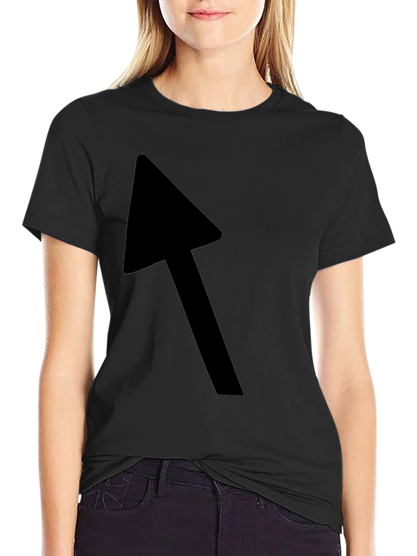 Black Black T-Shirt with Bold Arrow Graphic view 2