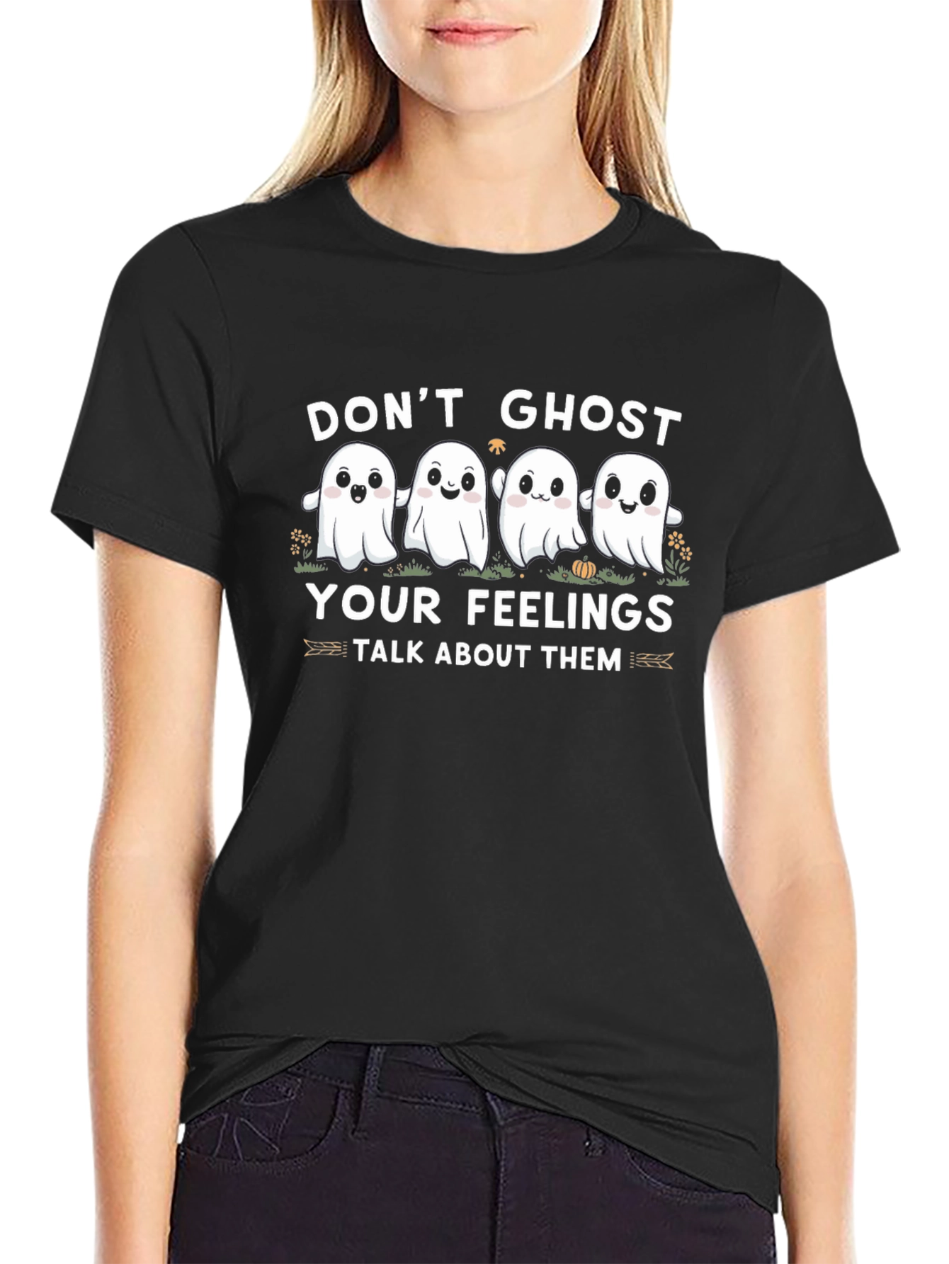 Black Don't Ghost Your Feelings Black T-Shirt view 2