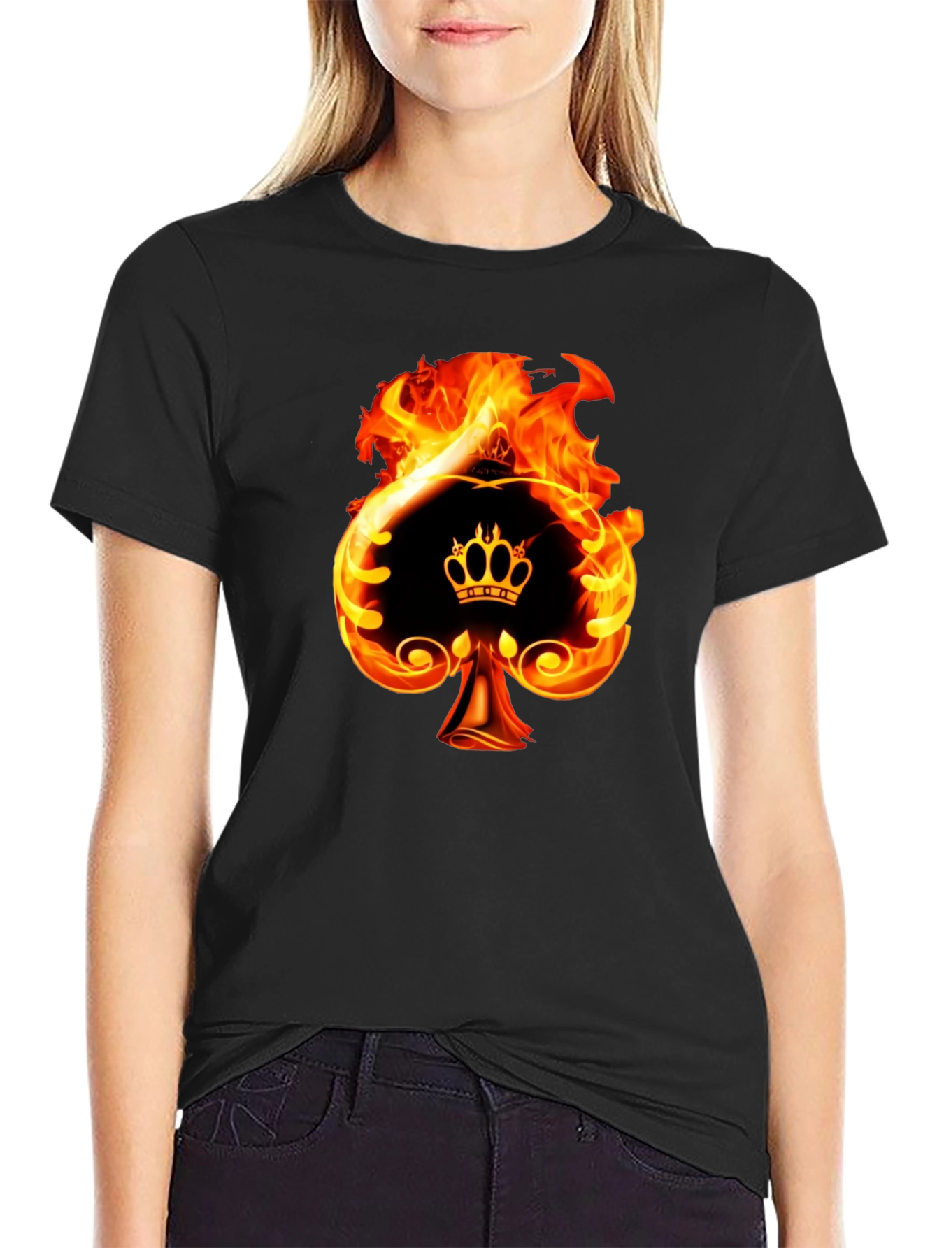 Black Fiery Spade King Graphic Tee view 2