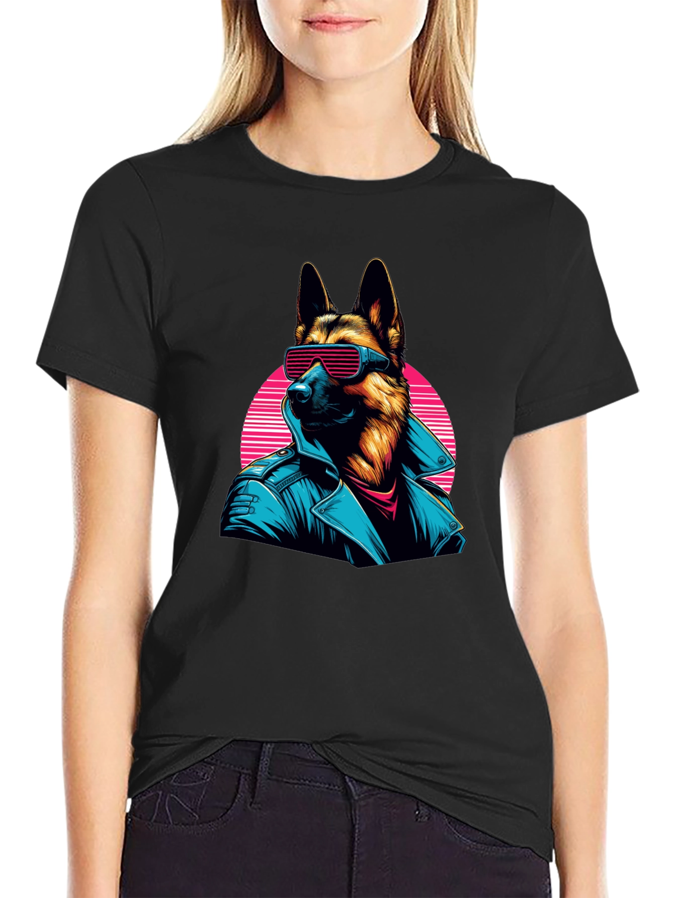 Black Retro Dog T-Shirt view 2