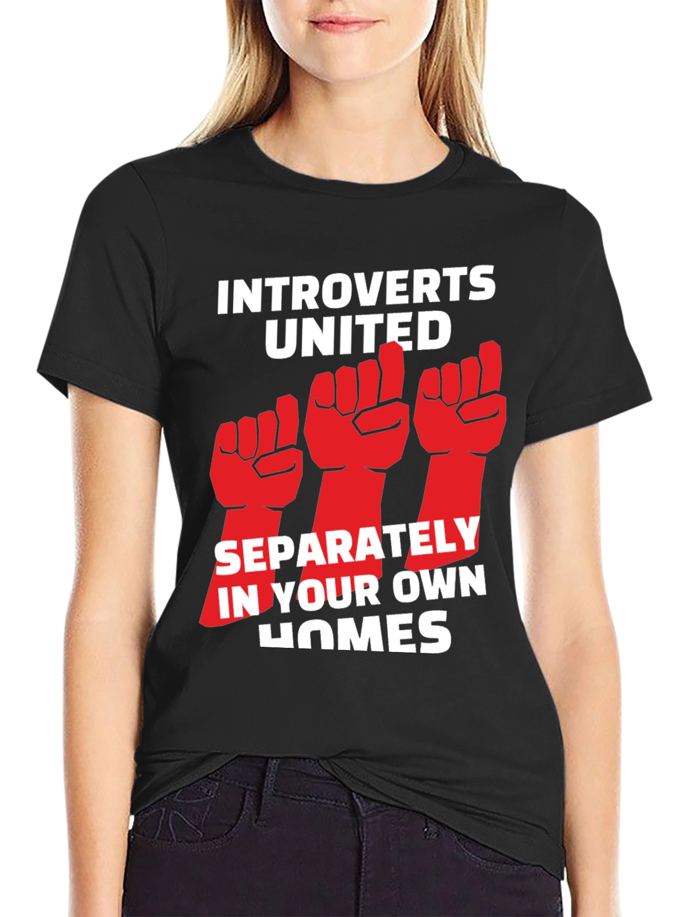 Black Introverts United T-Shirt: Funny Social Distancing Tee view 2