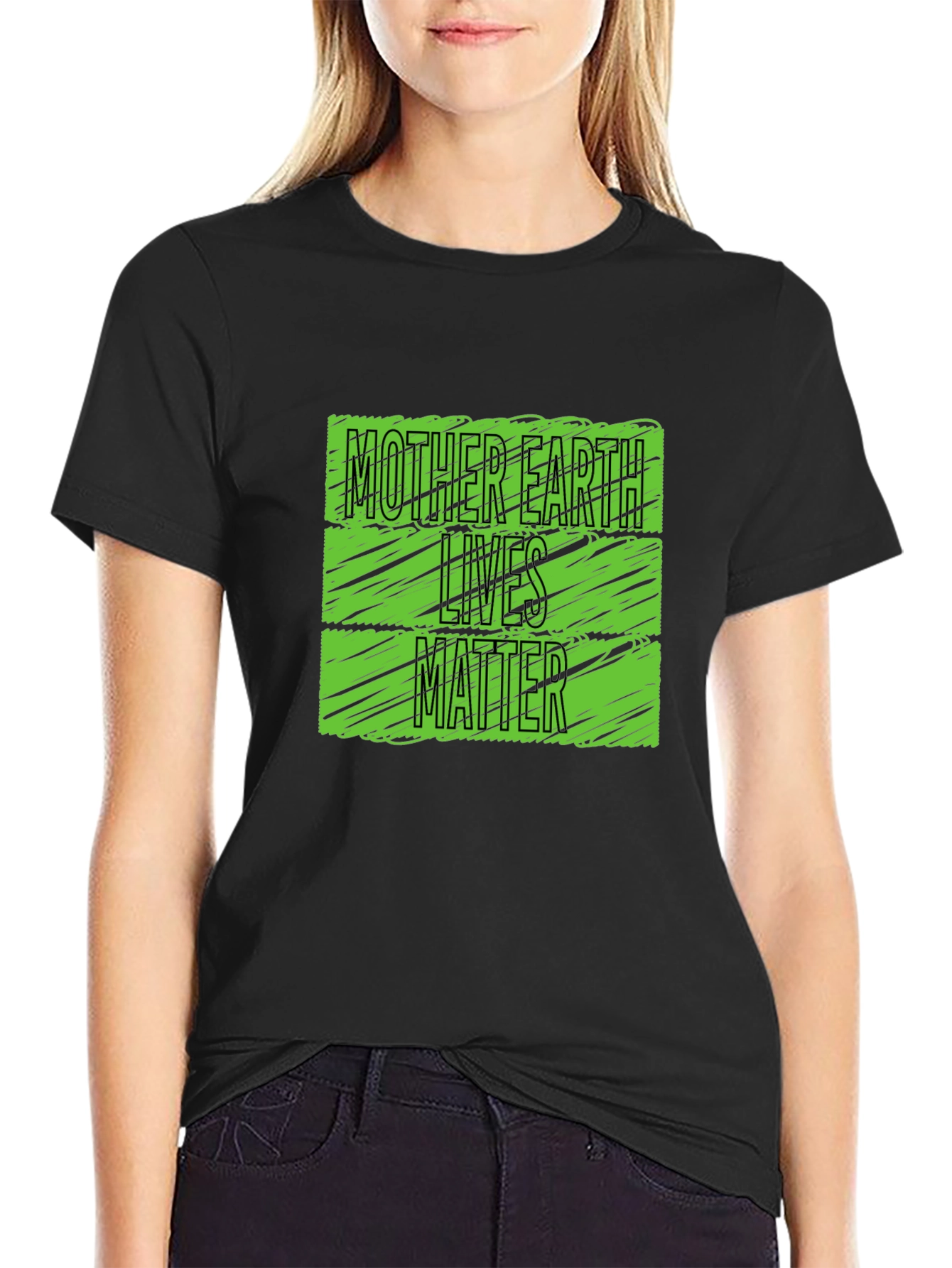 Black Mother Earth Lives Matter Graphic Tee - Black view 2