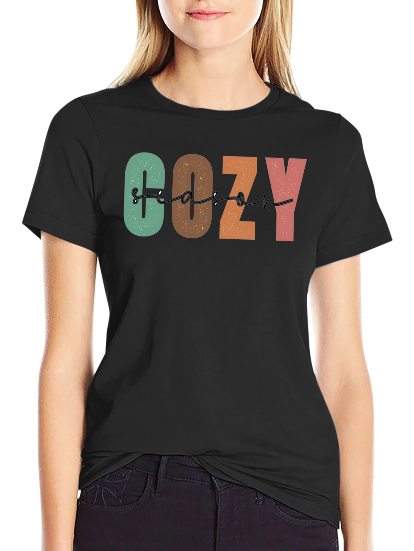 Black Cozy Season Graphic Tee - Stylish Comfort view 2