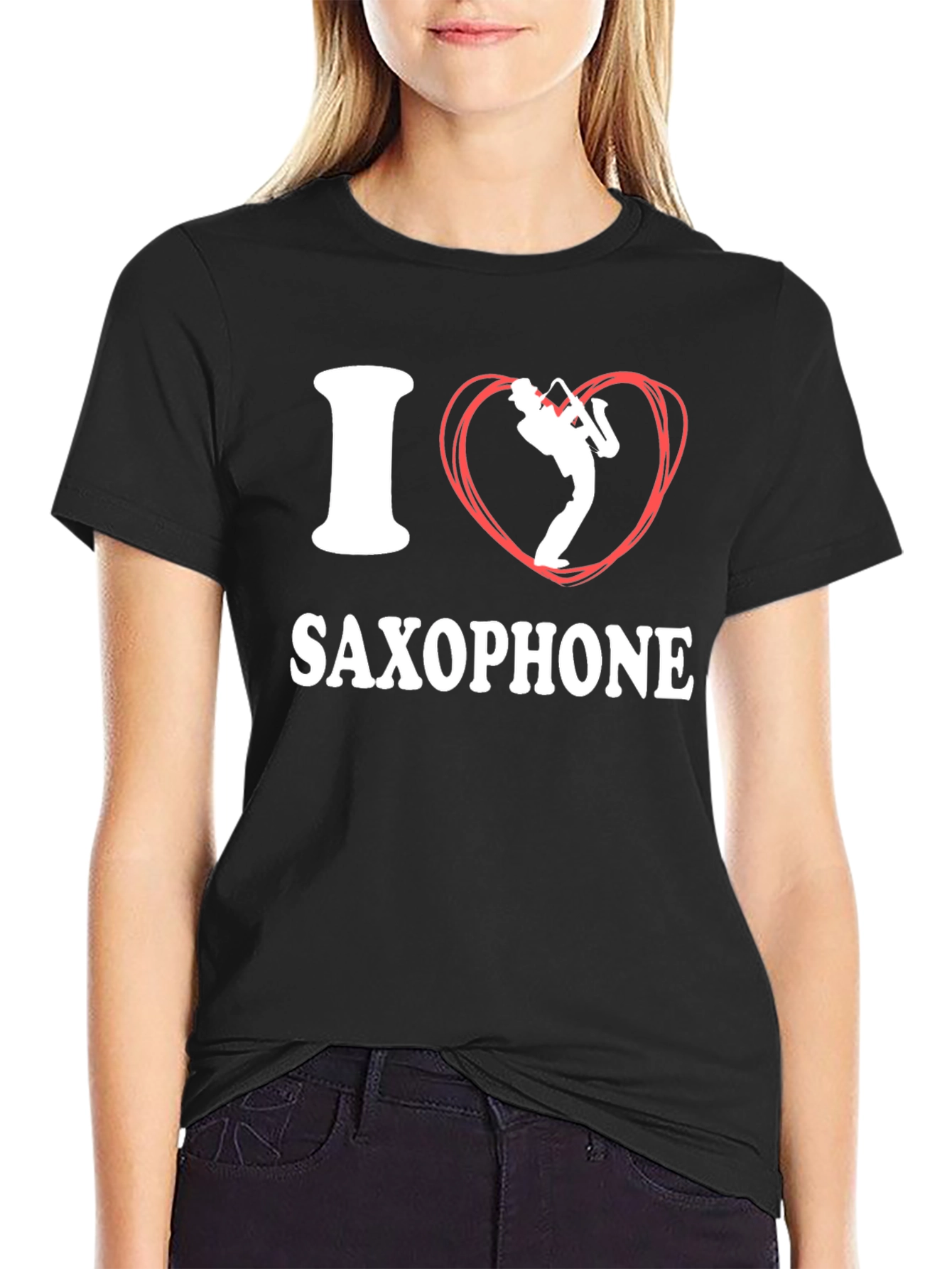 Black I Love Saxophone Graphic Tee view 2
