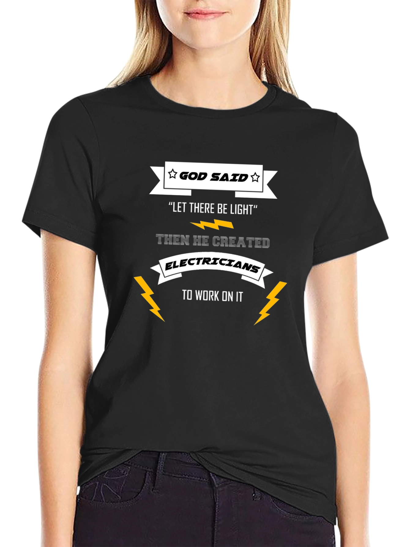 Black God Said Electricians T-Shirt - Funny Electrician Tee view 2
