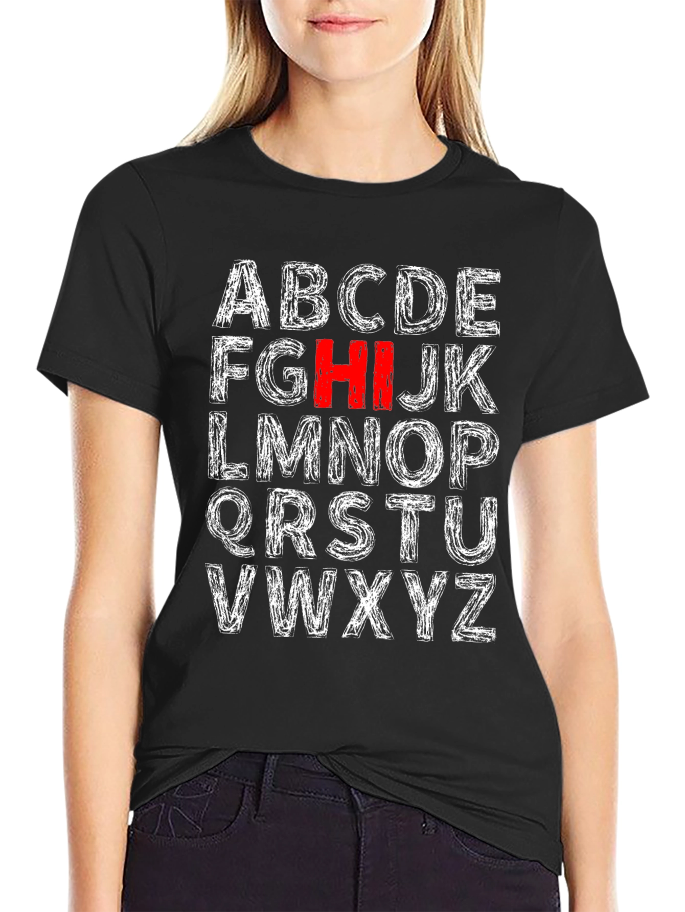 Black Alphabet Initial T-Shirt - HI Stands Out! view 2
