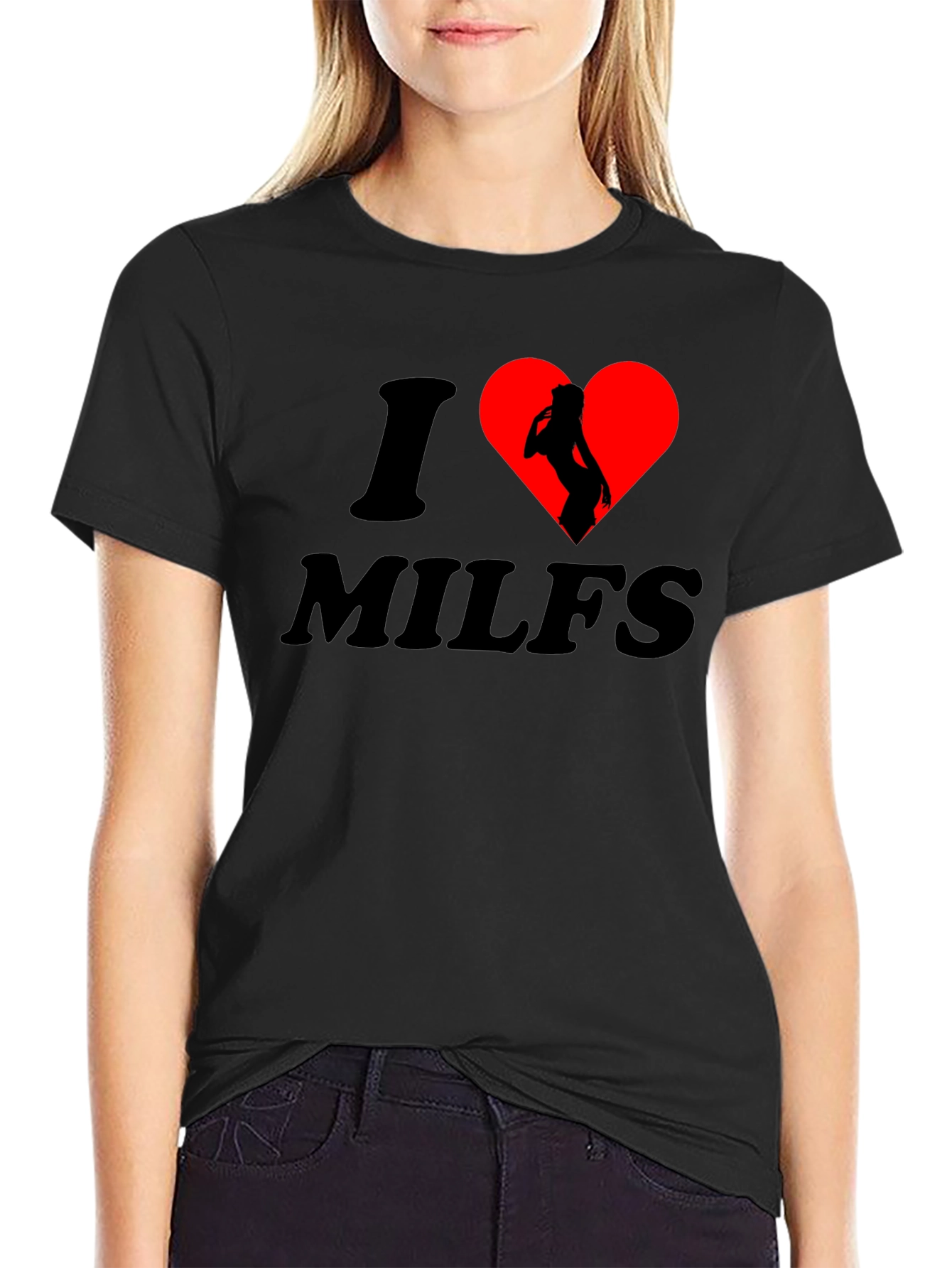 Black I Heart MILFS T-Shirt: Bold Graphic Tee for Confident Individuals view 2