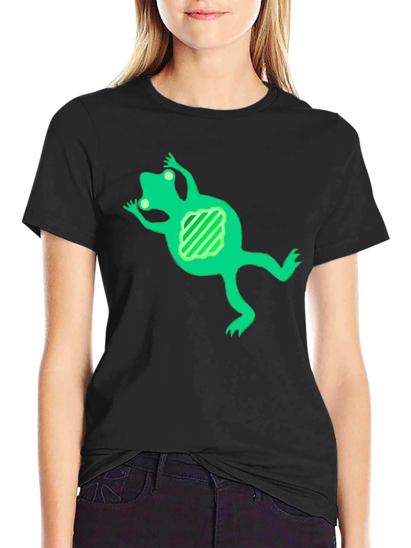 Black Cool Frog Graphic Tee - Black Cotton Blend view 2