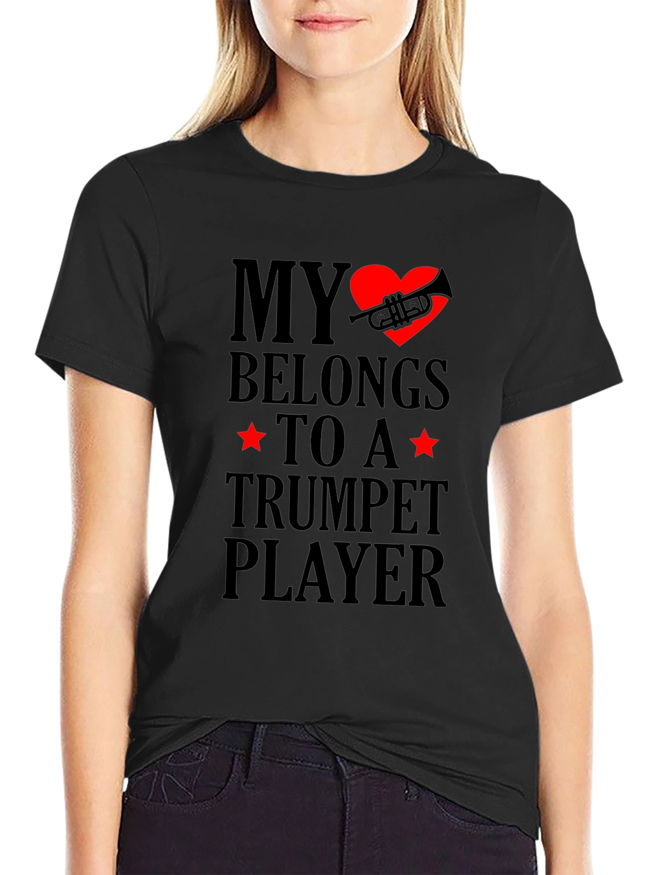 Black My Heart Belongs to a Trumpet Player T-Shirt view 2