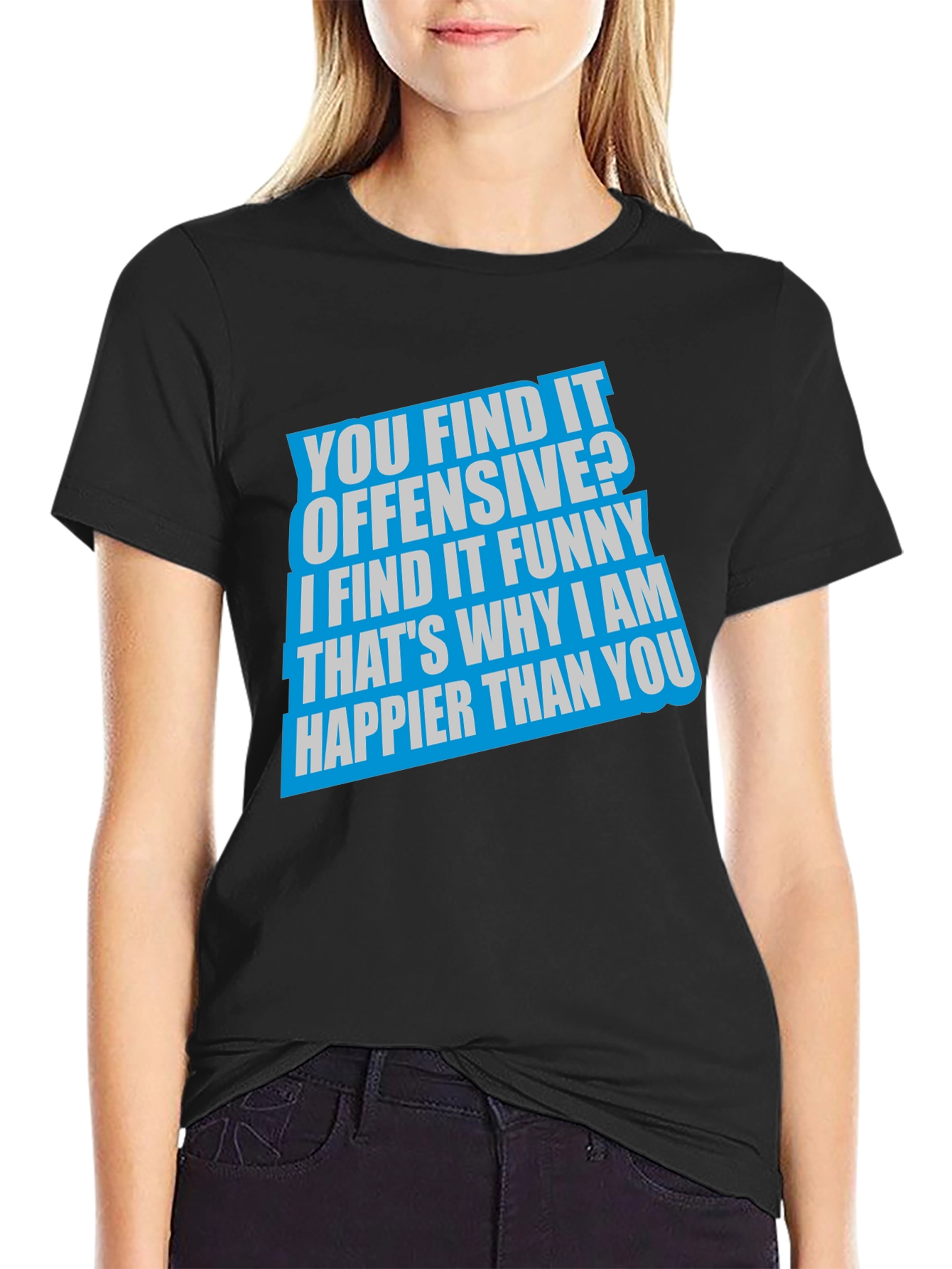 Black Offensive Funny Graphic T-Shirt - Black view 2