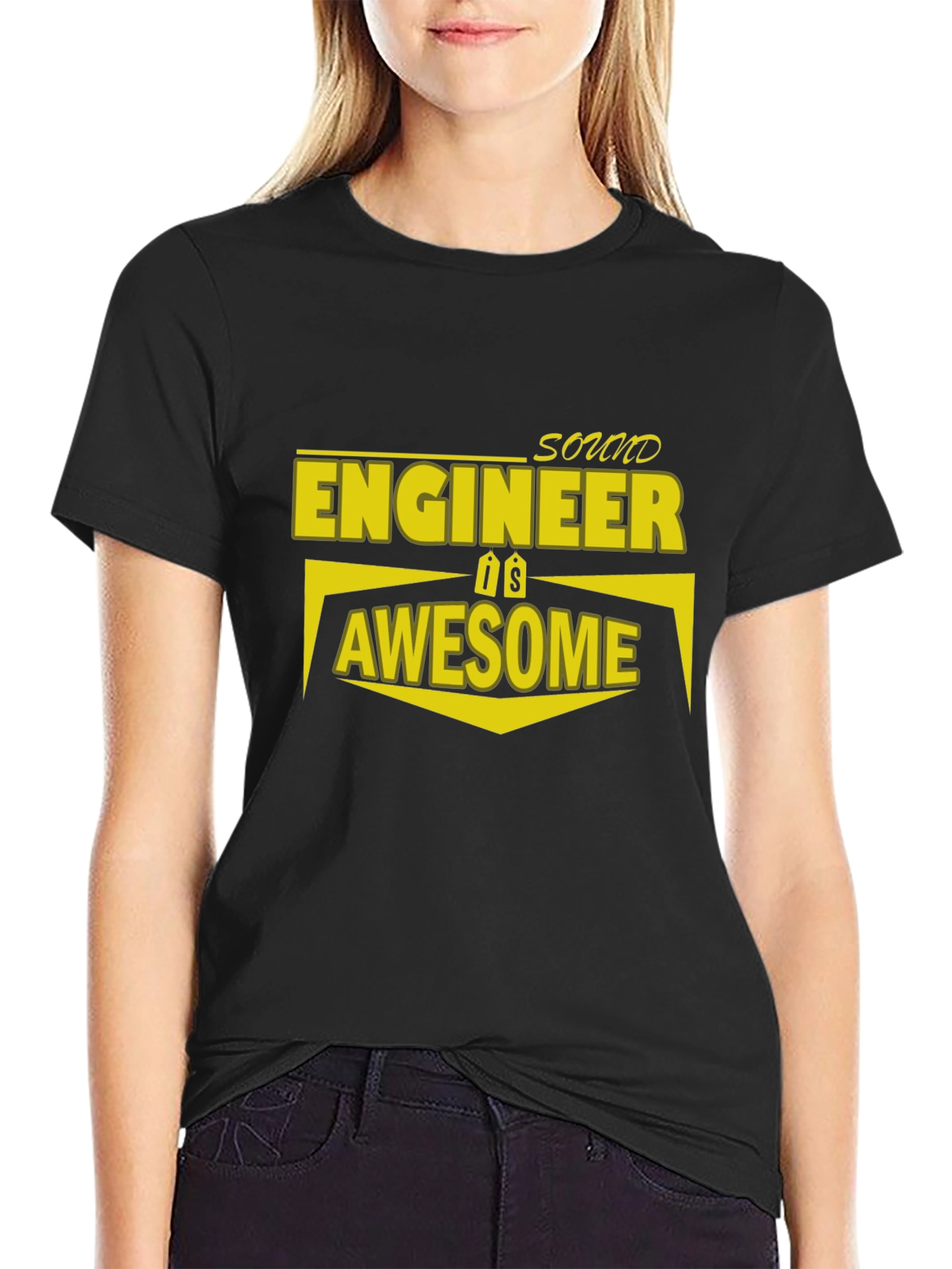 Black Sound Engineer is Awesome T-Shirt view 2