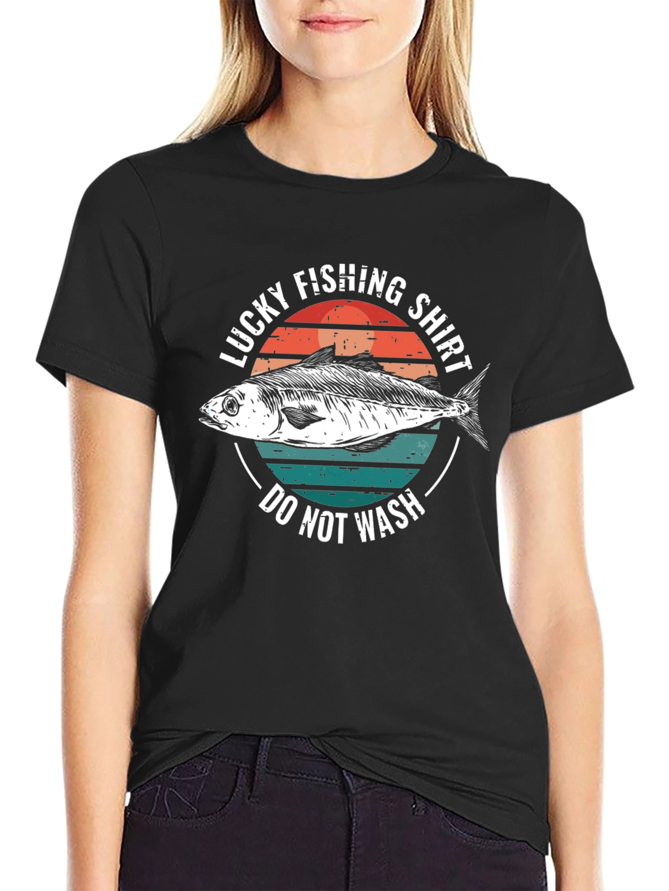 Black Lucky Fishing Shirt - Do Not Wash Novelty Tee view 2