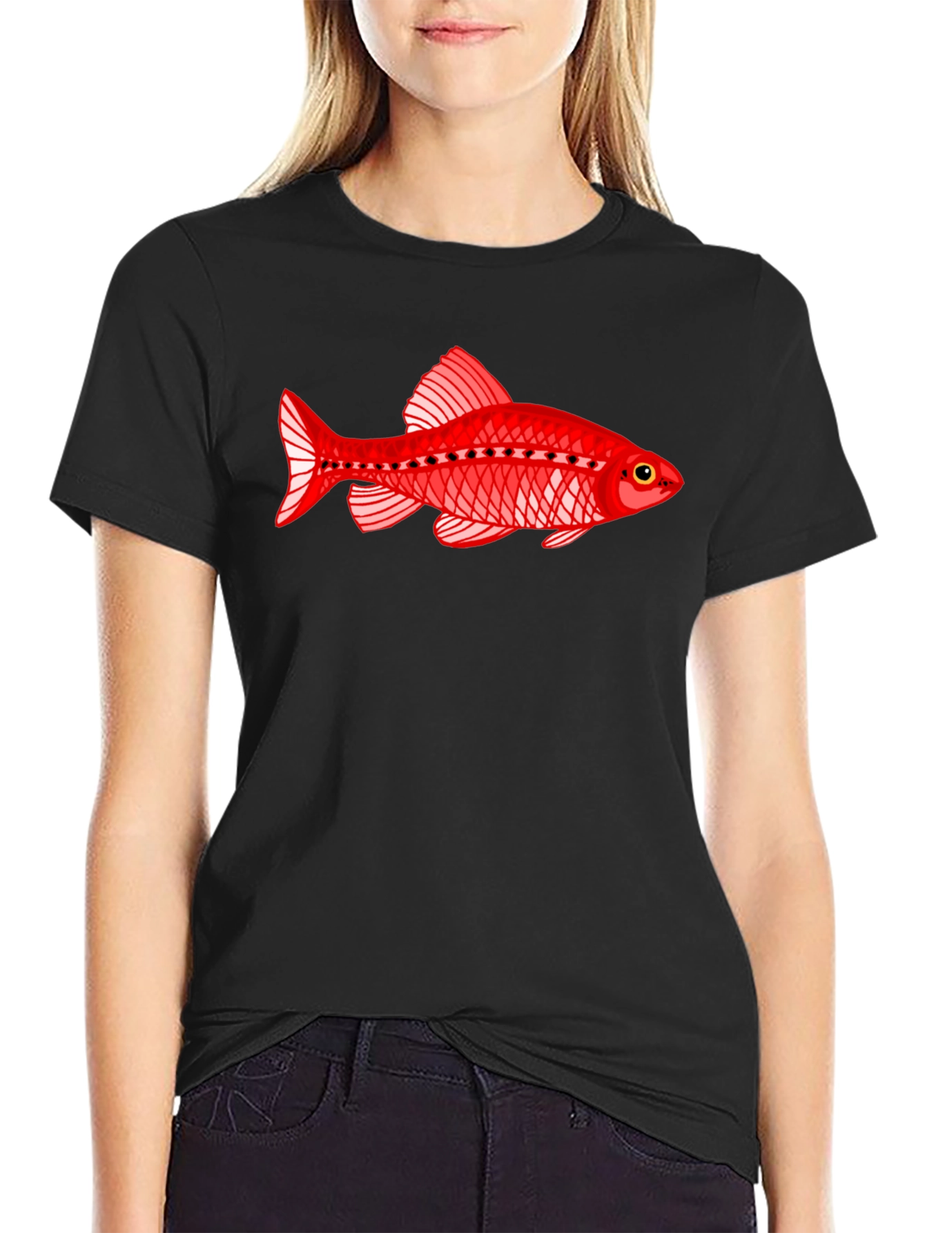 Black Red Fish Graphic T-Shirt view 2