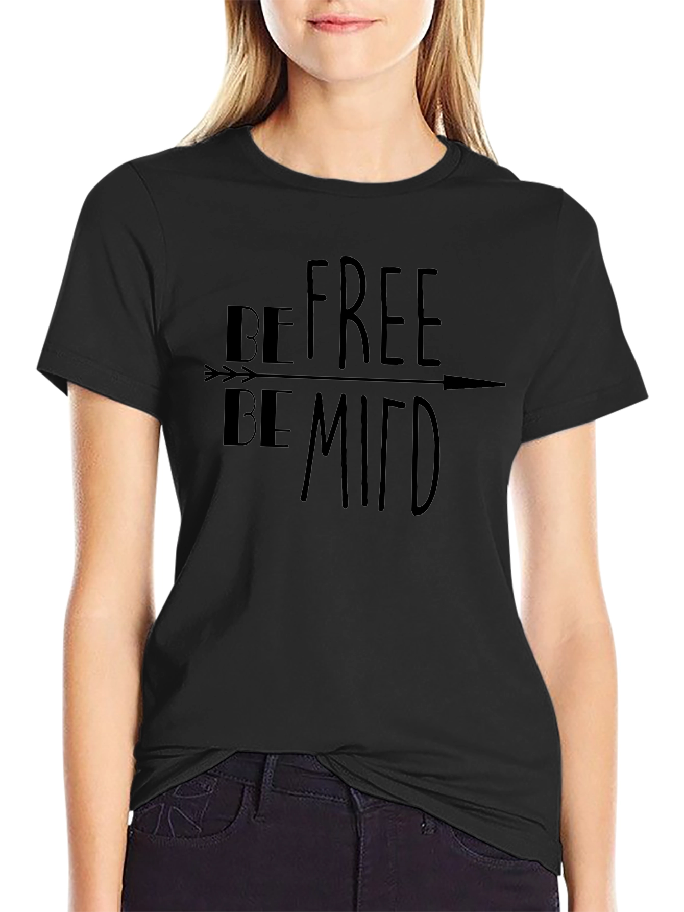 Black Be Free Be Mindful Graphic Tee view 2