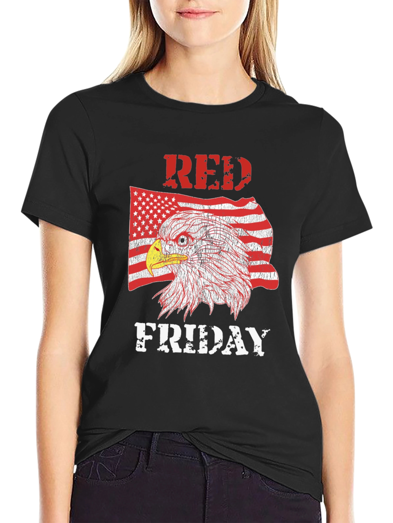 Black RED Friday Eagle Graphic Tee - Men's Black T-Shirt view 2