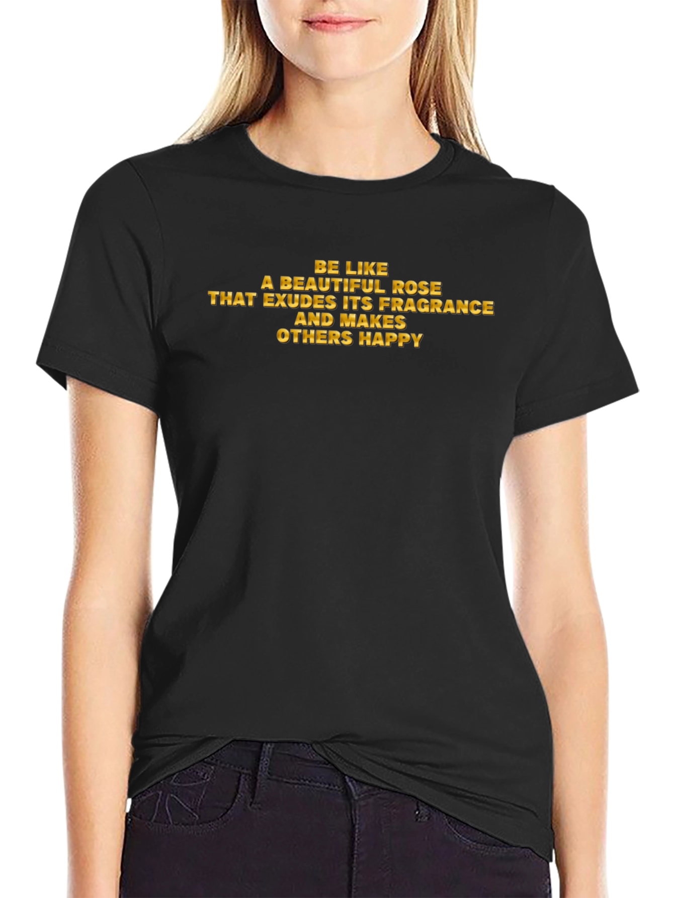 Black Inspirational Rose Quote Graphic T-Shirt view 2