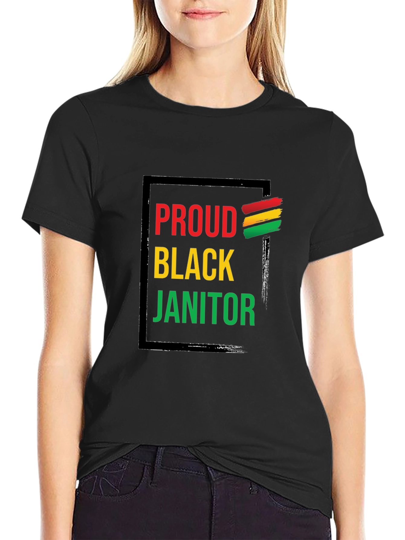 Black Proud Black Janitor T-Shirt view 2