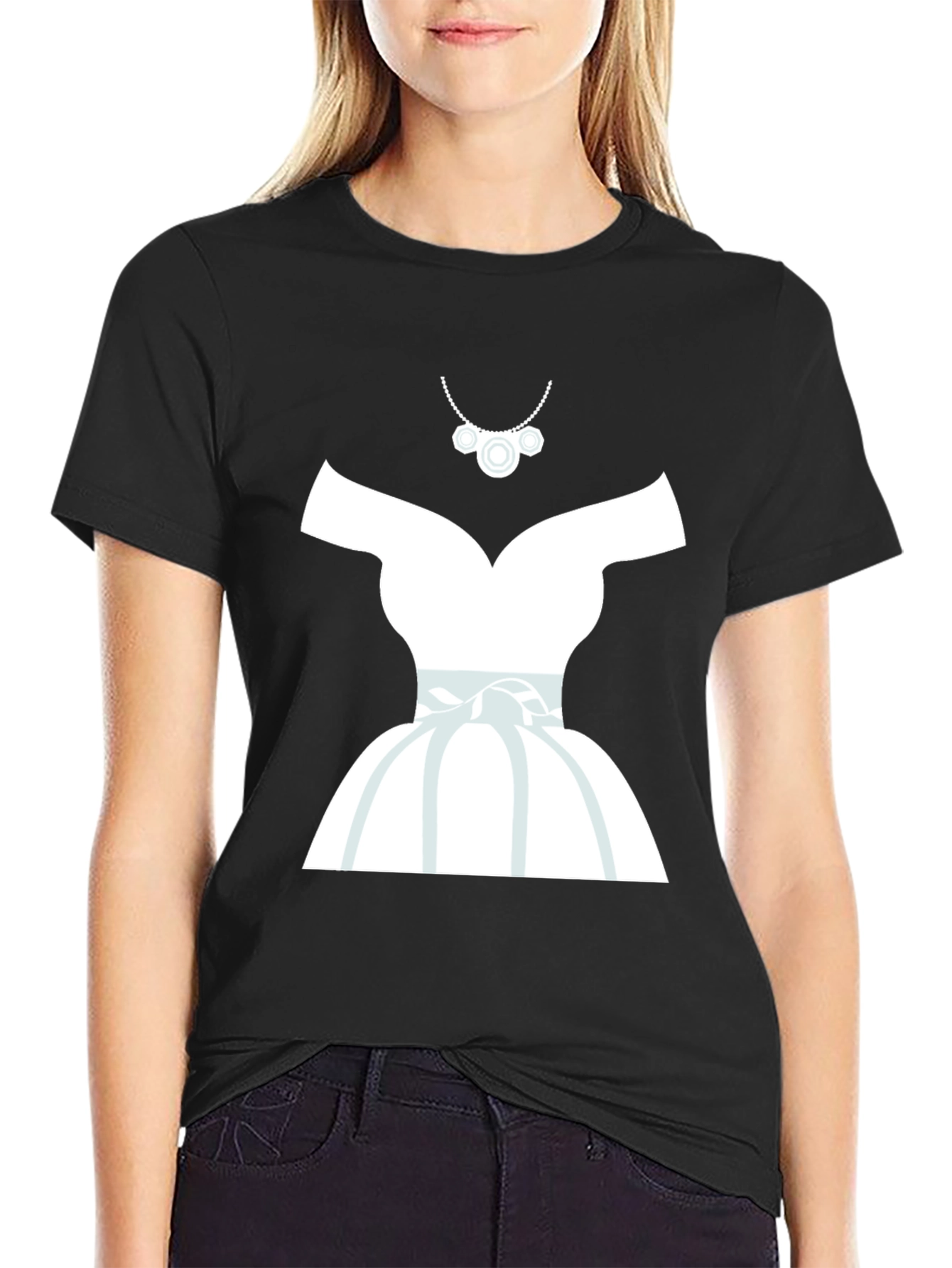 Novelty Wedding Dress Graphic Tee - Black - 2