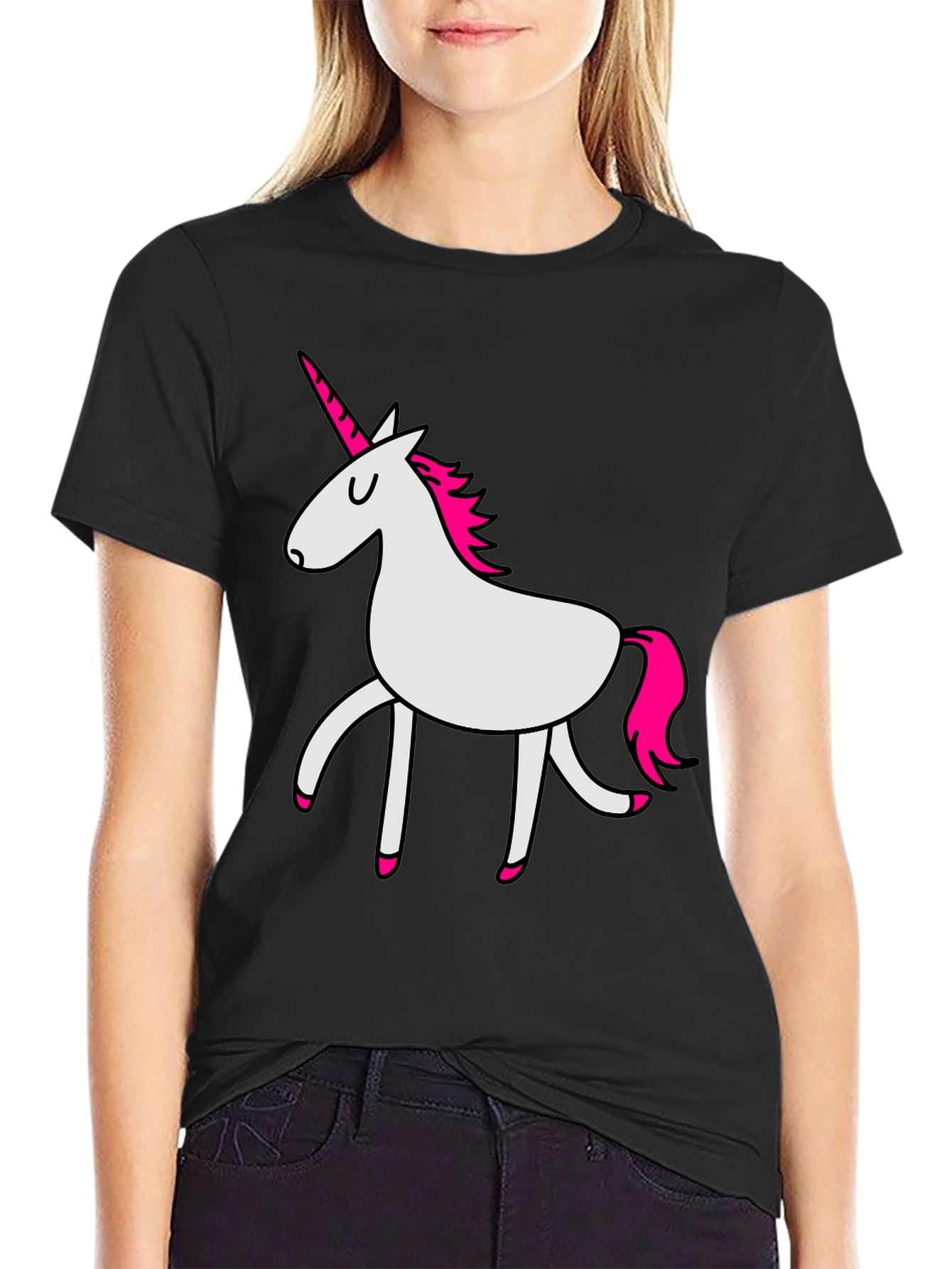 Black Unicorn Graphic T-Shirt - Black Crew Neck Tee view 2