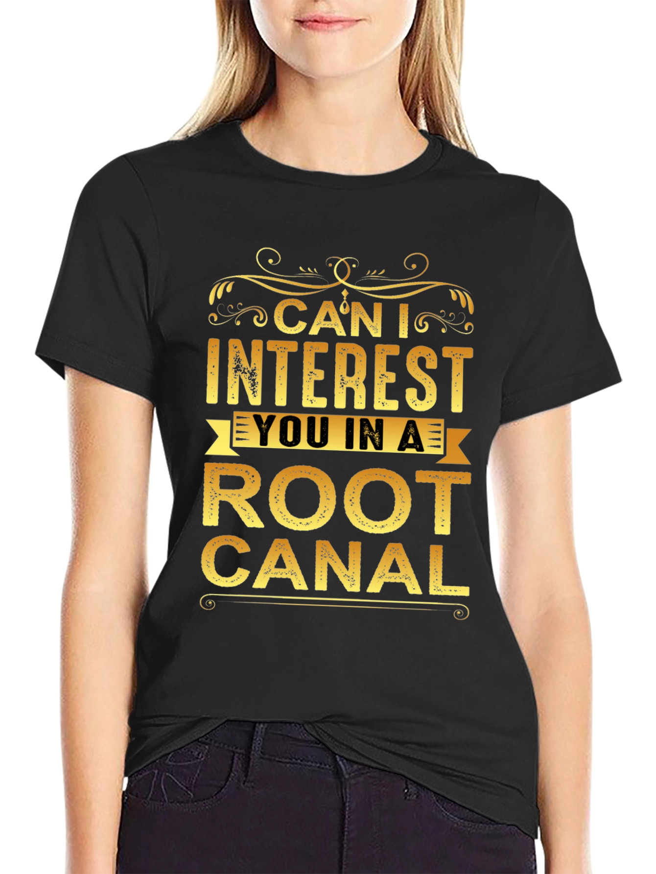 Black Funny Root Canal T-Shirt view 2