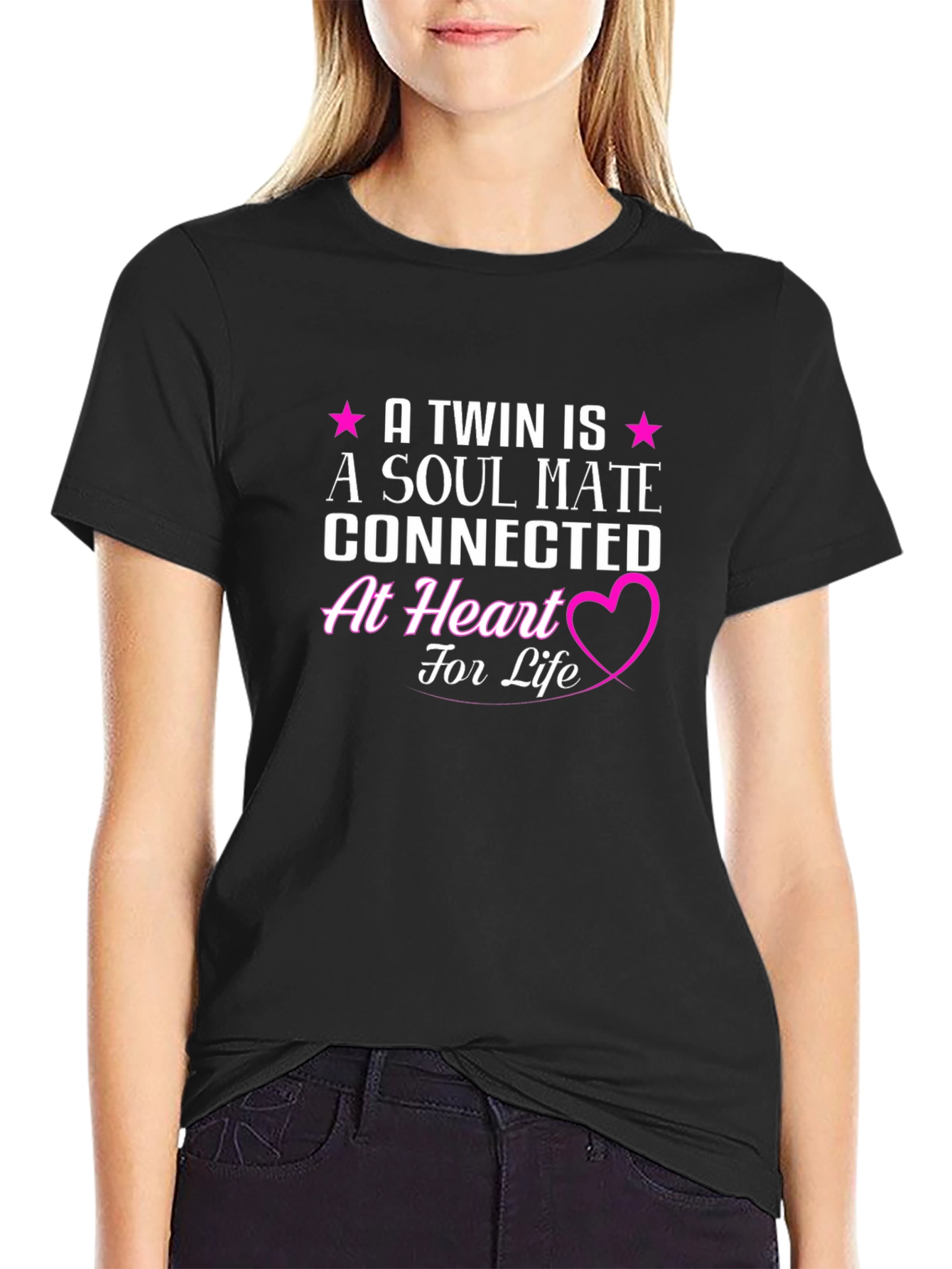 Black Twin Soul Mate Heart T-Shirt view 2