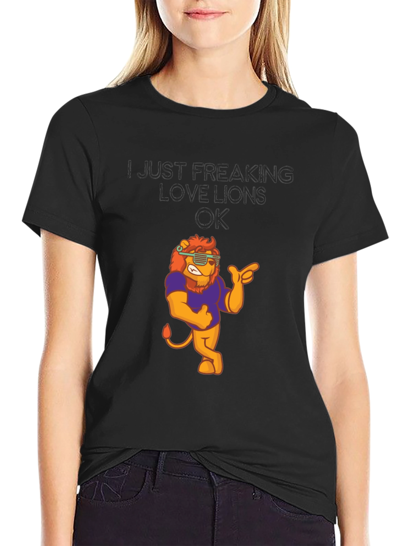 Black I Just Freaking Love Lions T-Shirt - Funny Lion Graphic Tee view 2