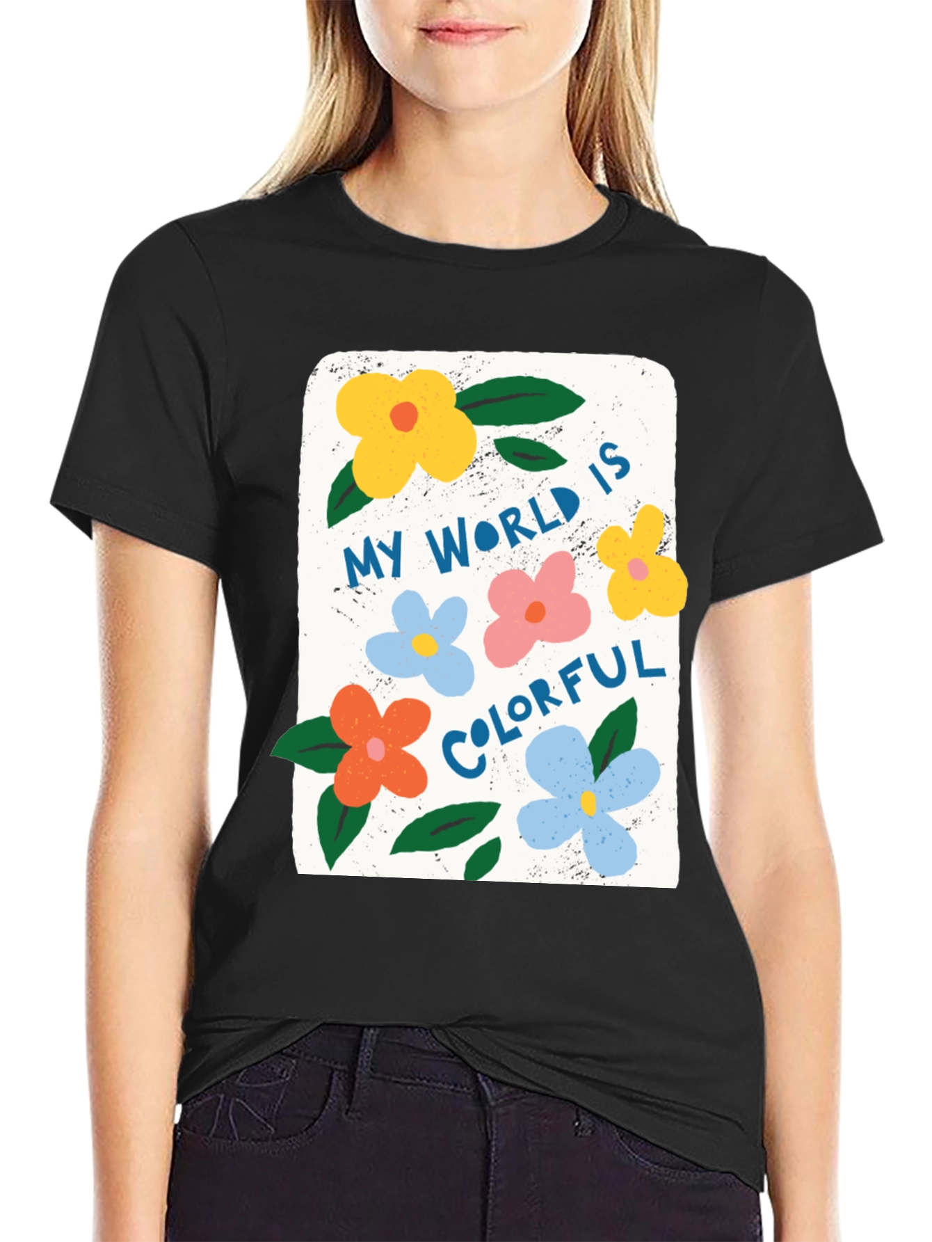 Black Colorful World Graphic Tee - Comfort & Style view 2