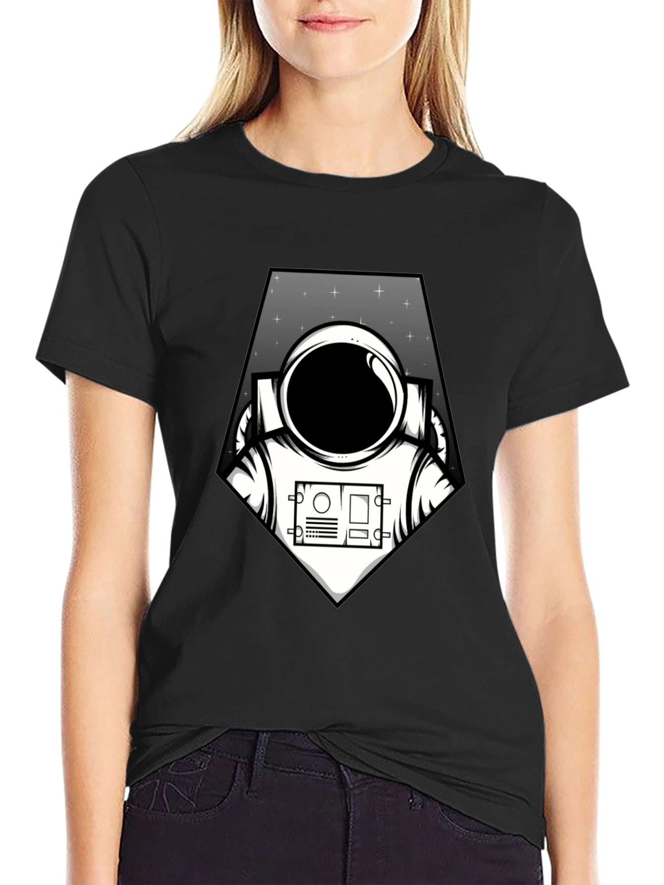 Black Astronaut Graphic Tee - Black Space Explorer T-Shirt view 2