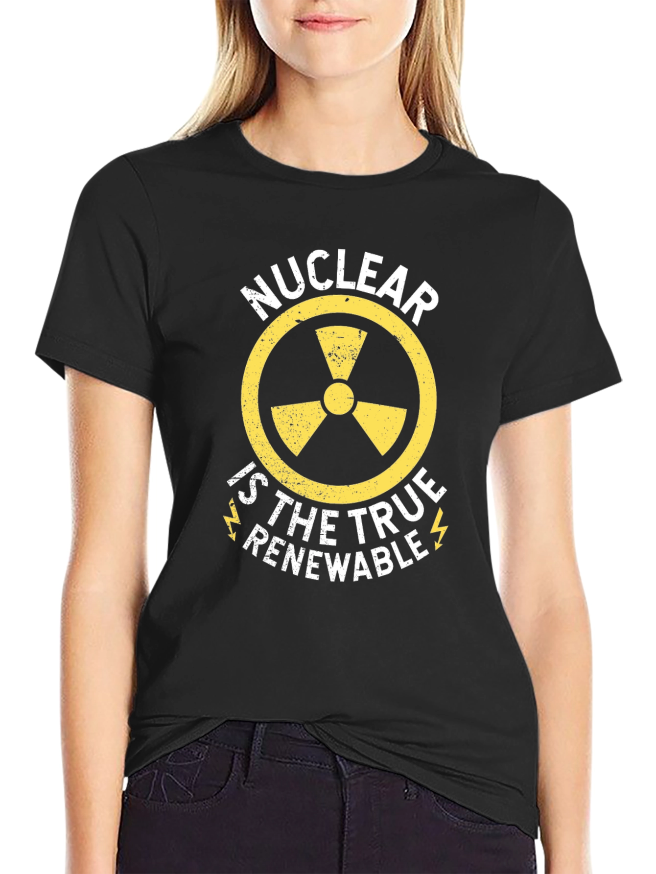 Black Nuclear is True Renewable Black T-Shirt view 2