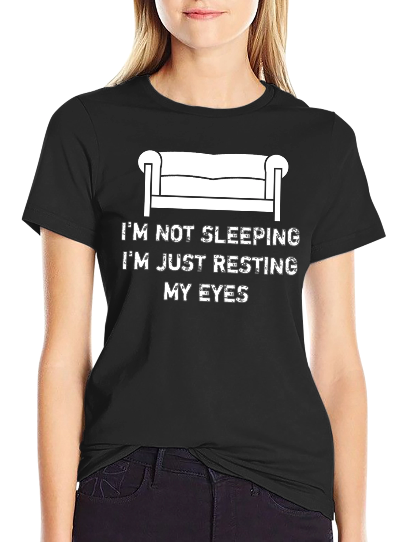 Black Resting My Eyes Funny Graphic T-Shirt view 2