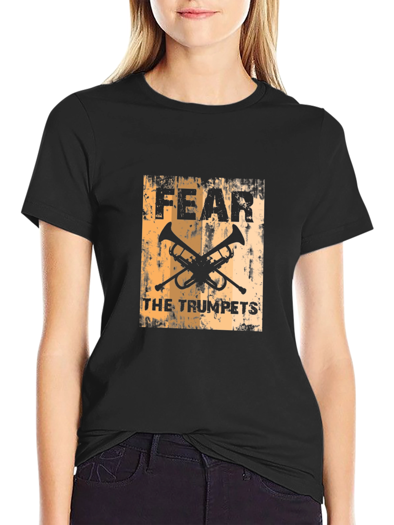 Black Fear the Trumpets Black Graphic Tee view 2