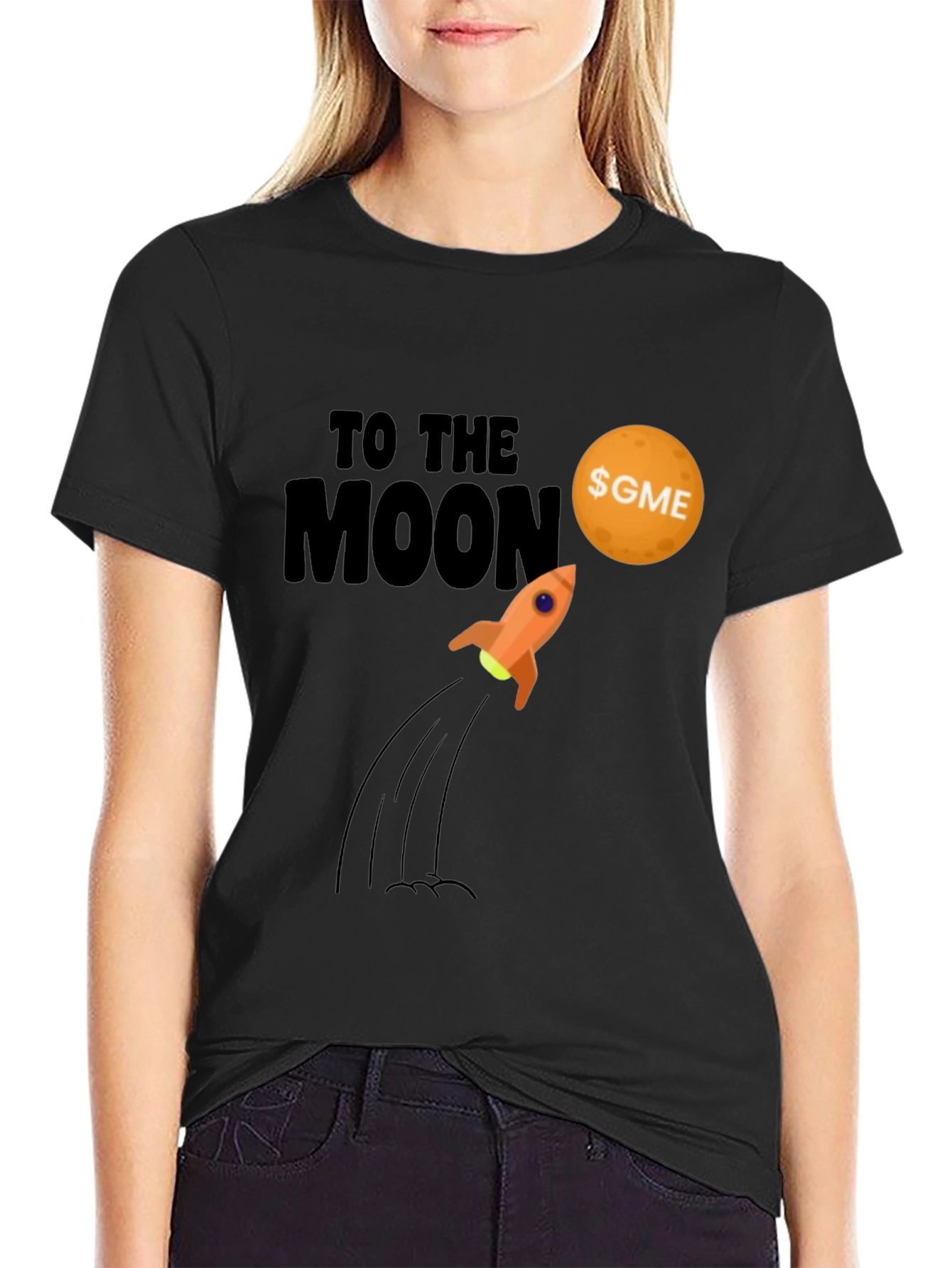 Black GME To The Moon Black T-Shirt view 2