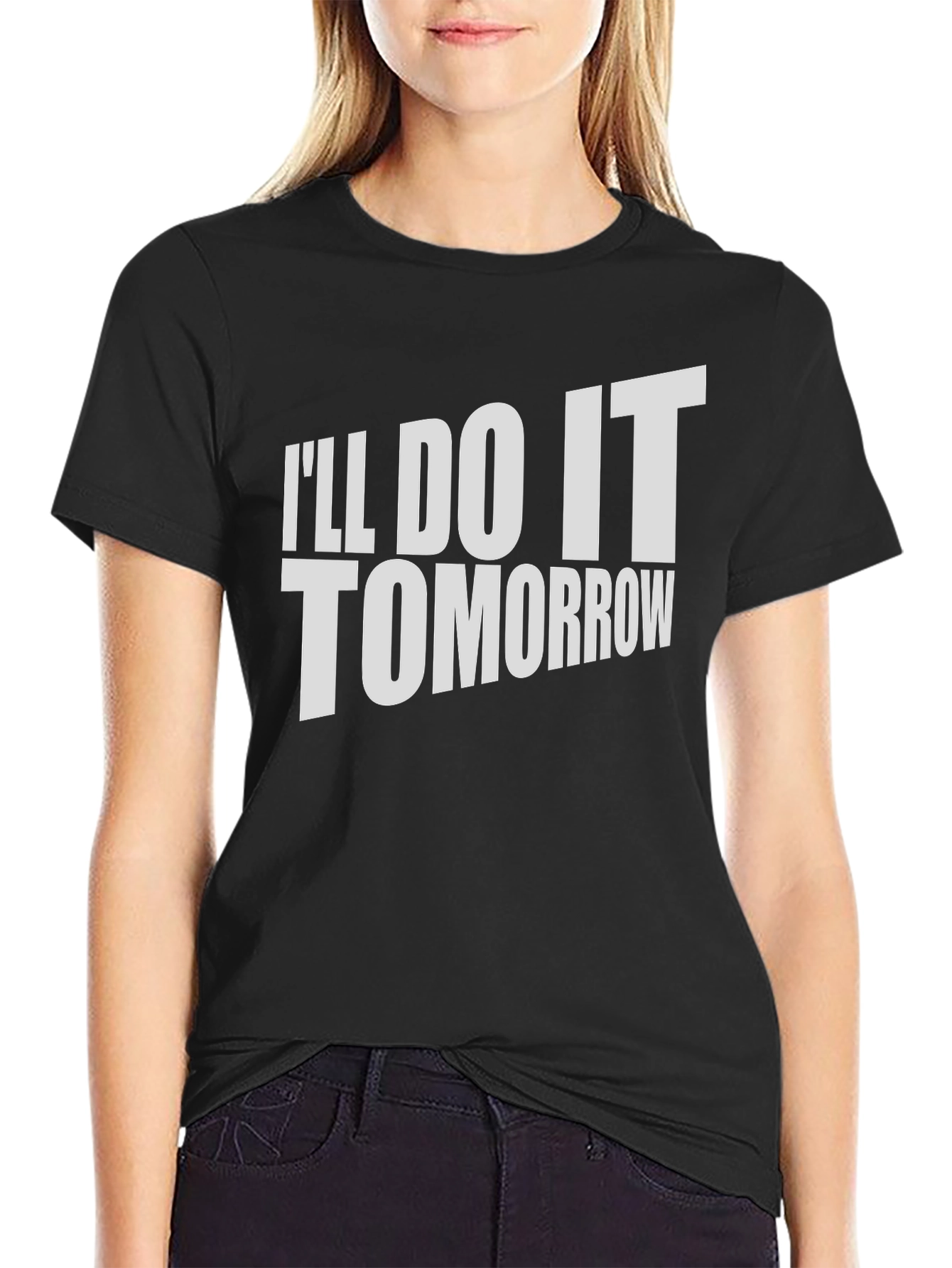 Black I'll Do It Tomorrow T-Shirt Funny Procrastination Tee view 2