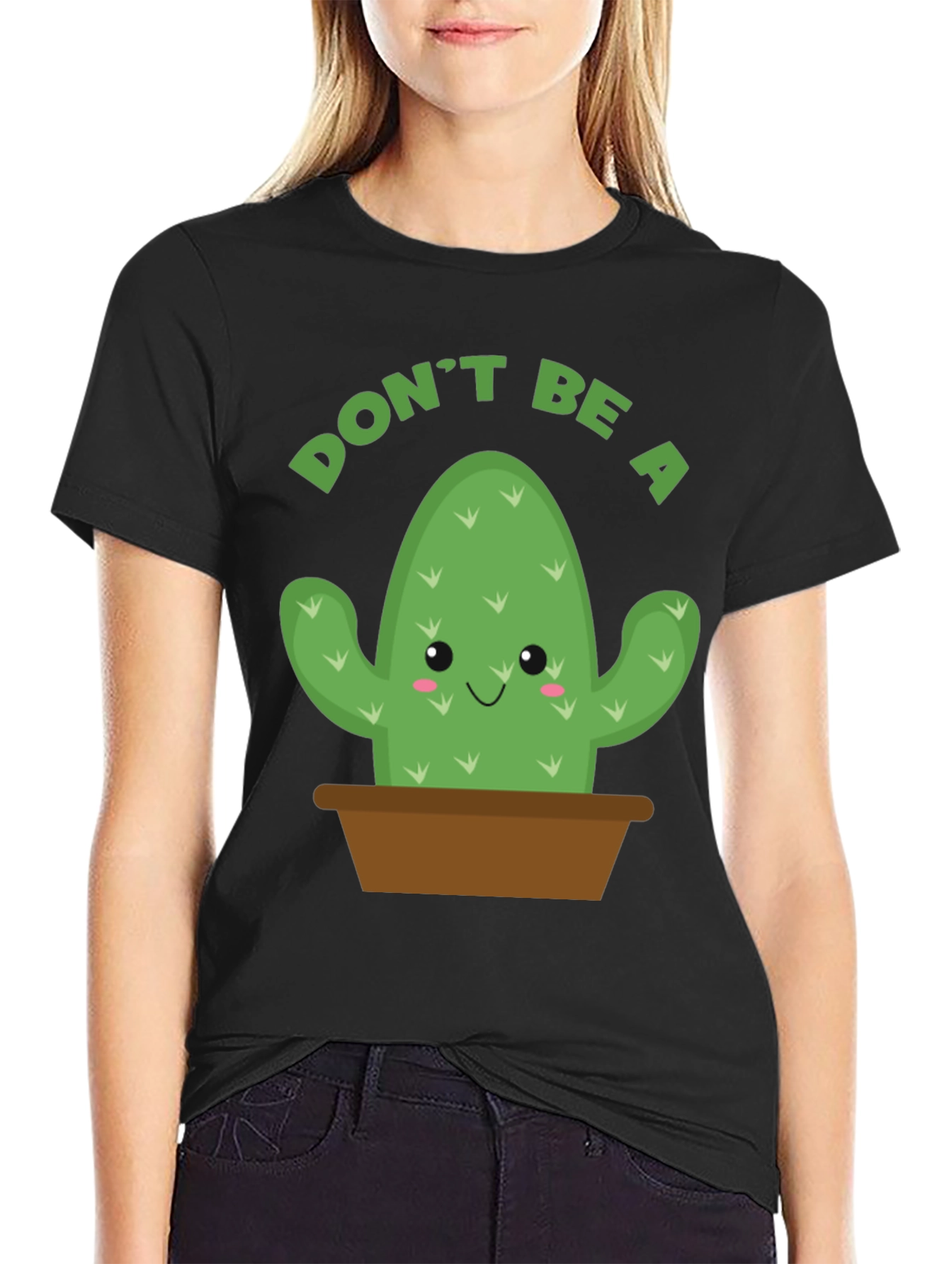 Black Don't Be A Prick T-Shirt - Cactus Graphic Tee view 2