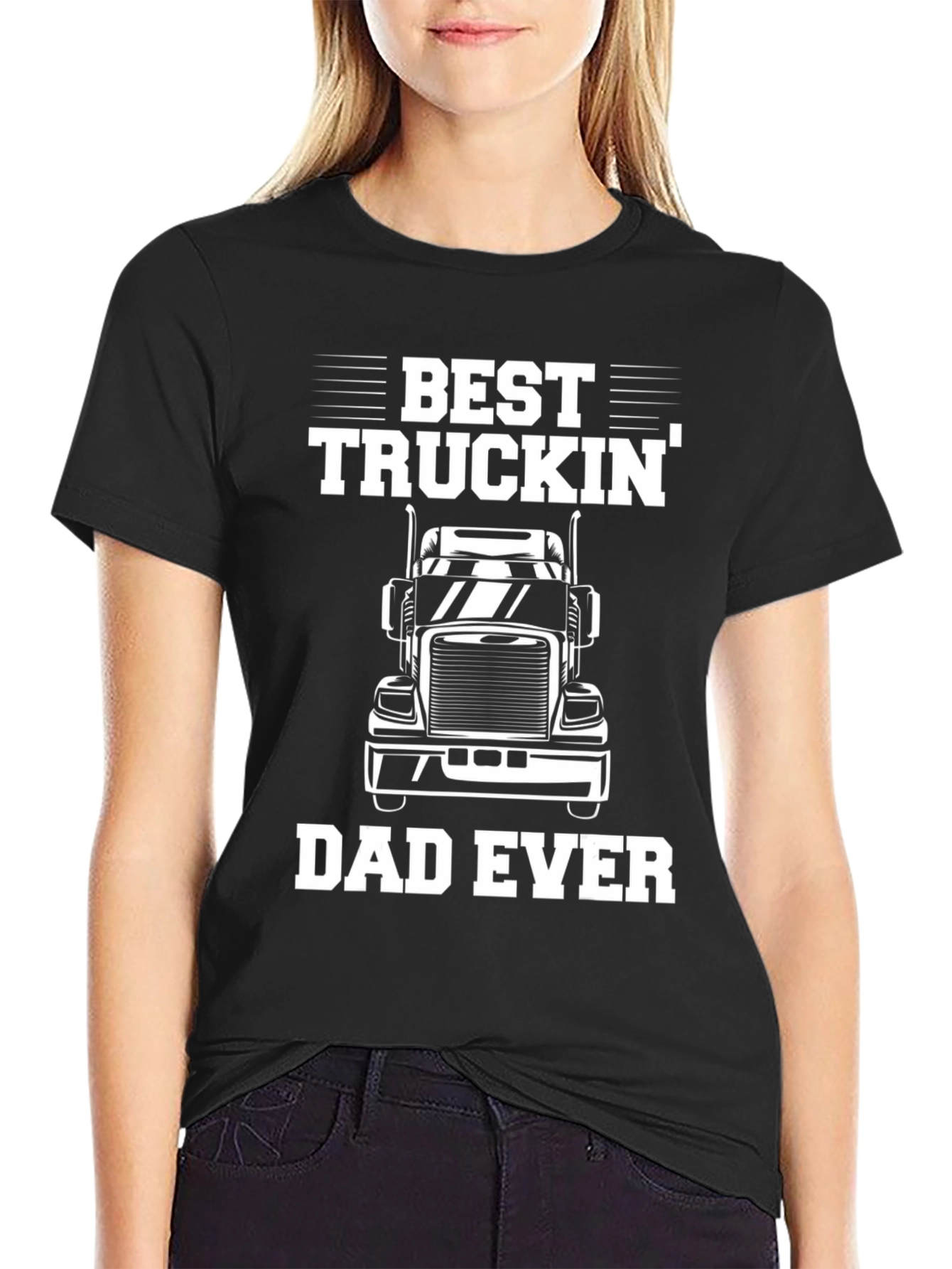 Black Best Truckin' Dad Ever T-Shirt view 2