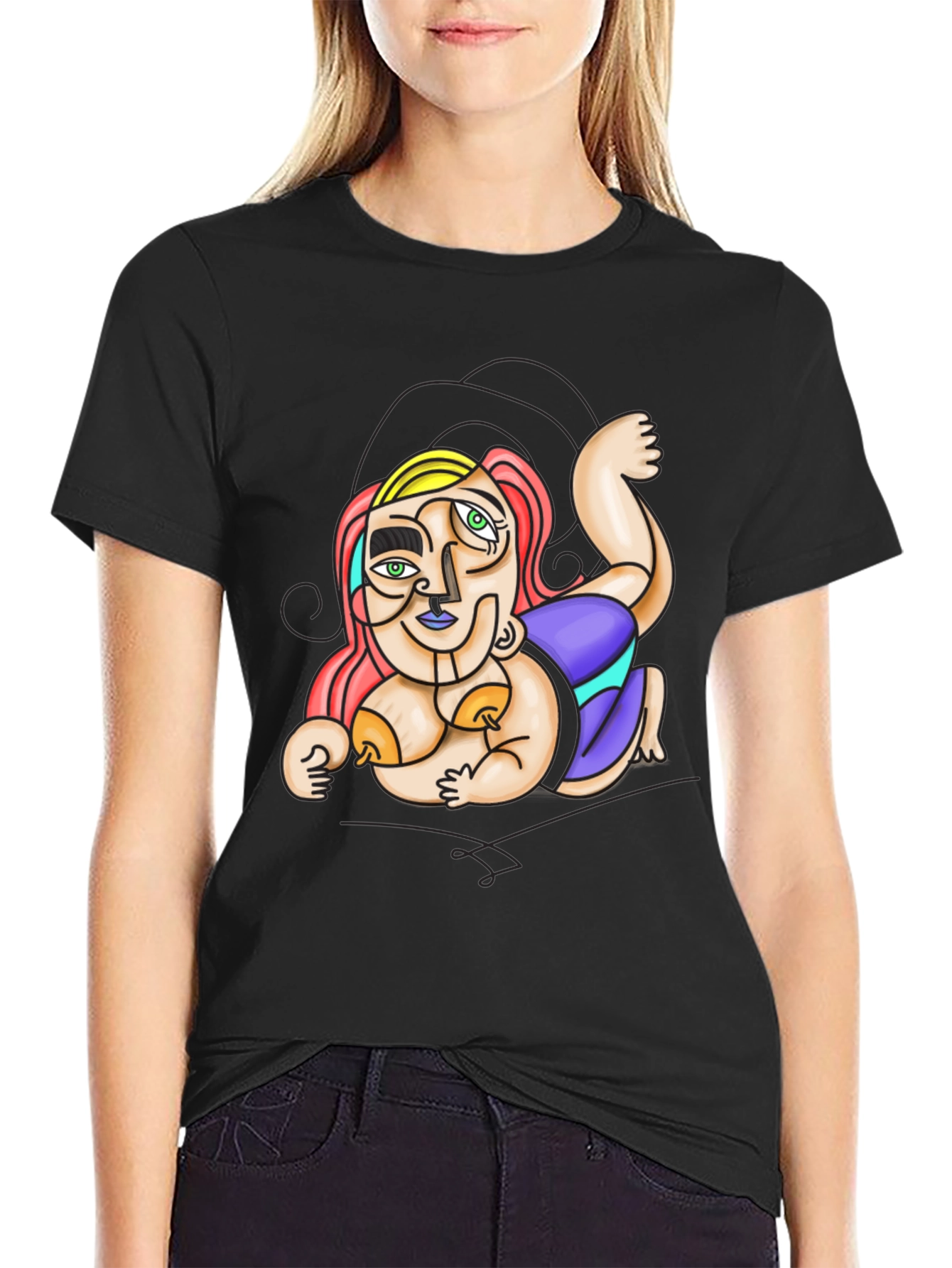 Black Abstract Art Graphic Tee view 2