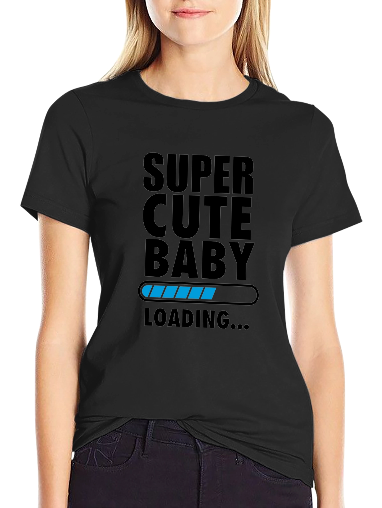 Black Super Cute Baby Loading T-Shirt - Unisex view 2