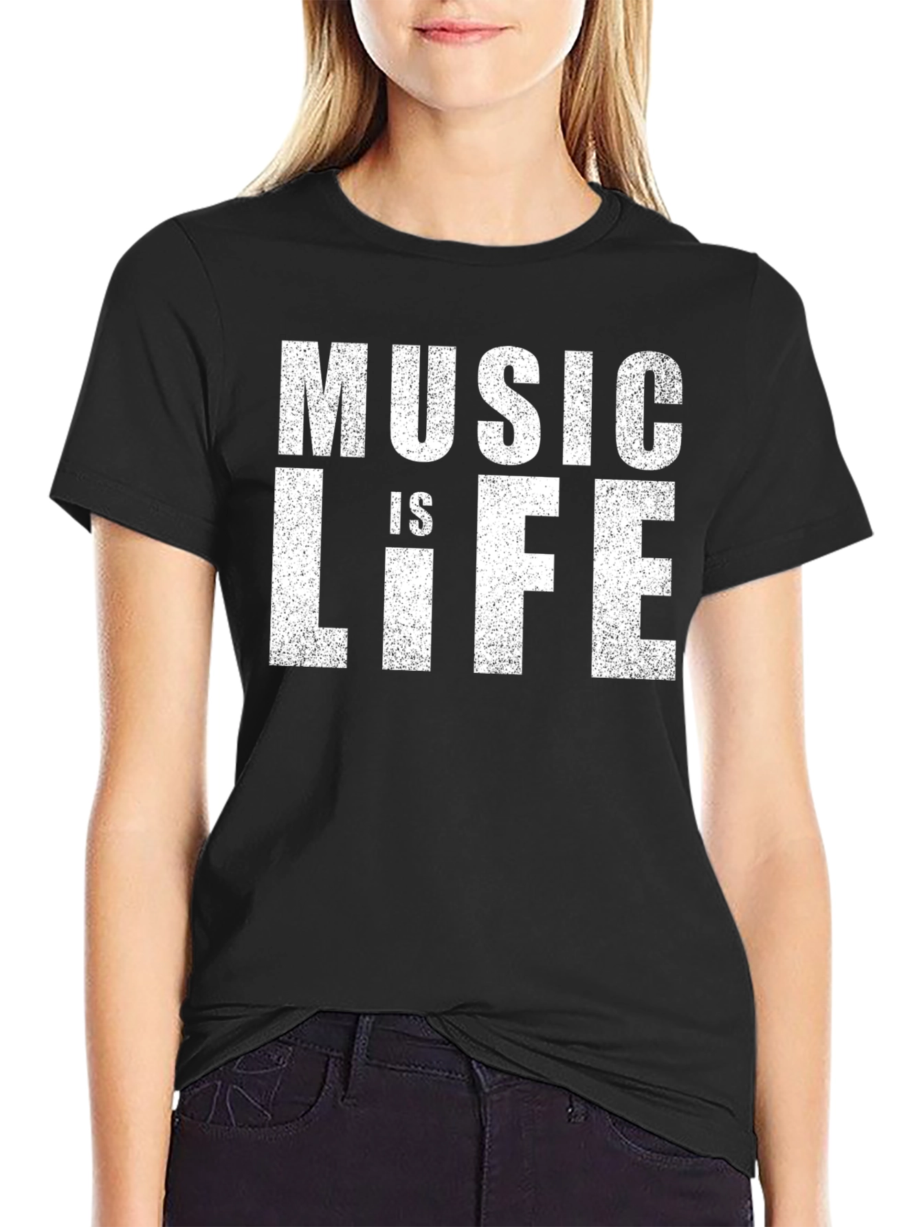 Black Music is Life T-Shirt - Black Cotton Tee view 2