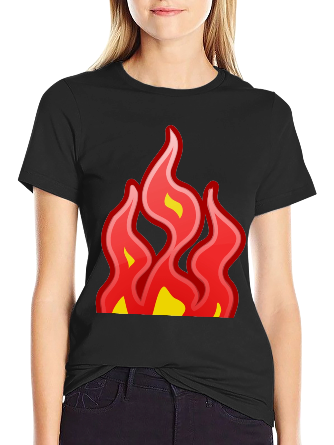 Black Fiery Graphic Tee - Bold Statement T-Shirt view 2