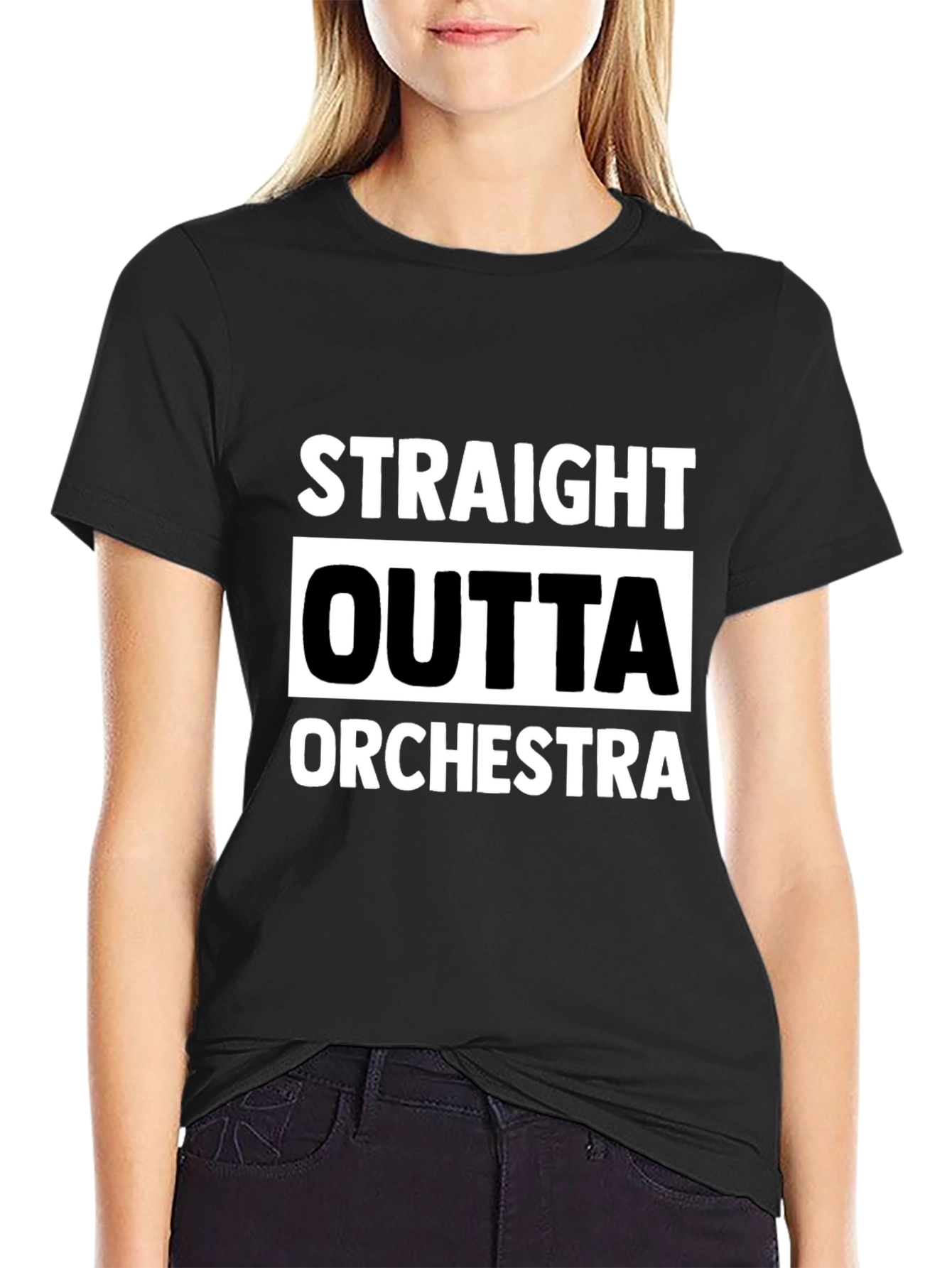 Black Straight Outta Orchestra Black T-Shirt view 2