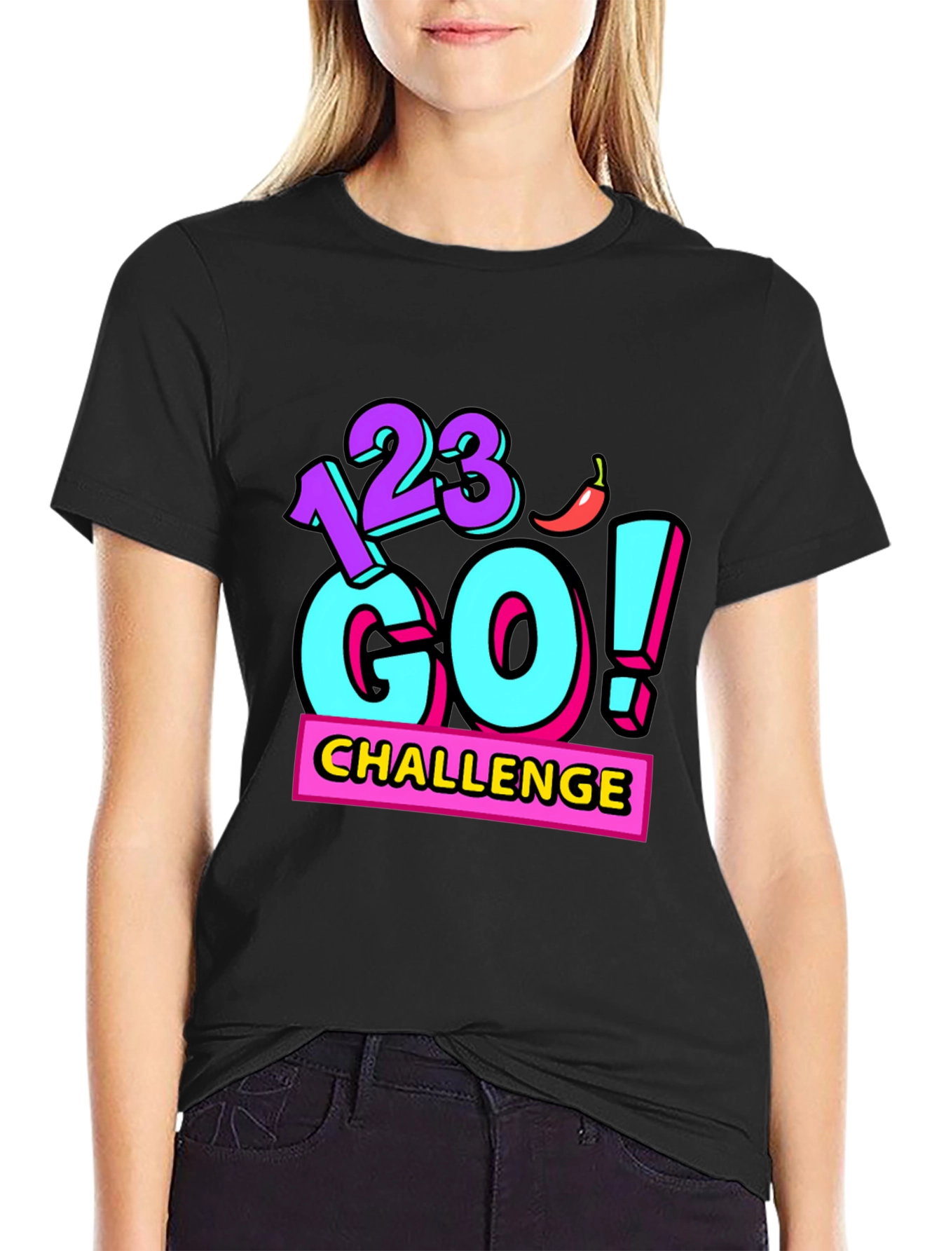 Black 123 Go! Challenge Graphic Tee - Black Cotton Blend view 2