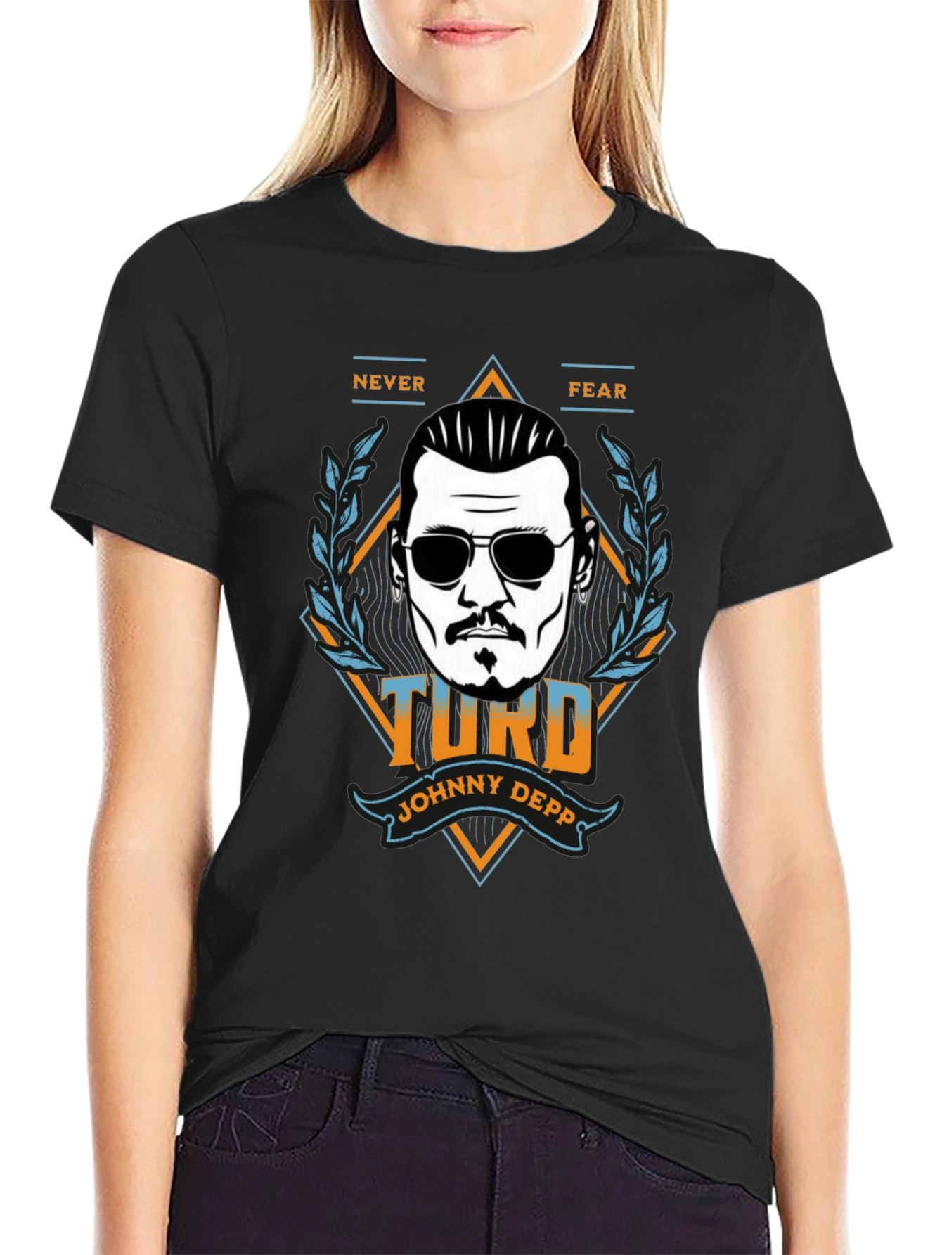 Black Johnny Depp 'Turd' Graphic T-Shirt - Never Fear view 2