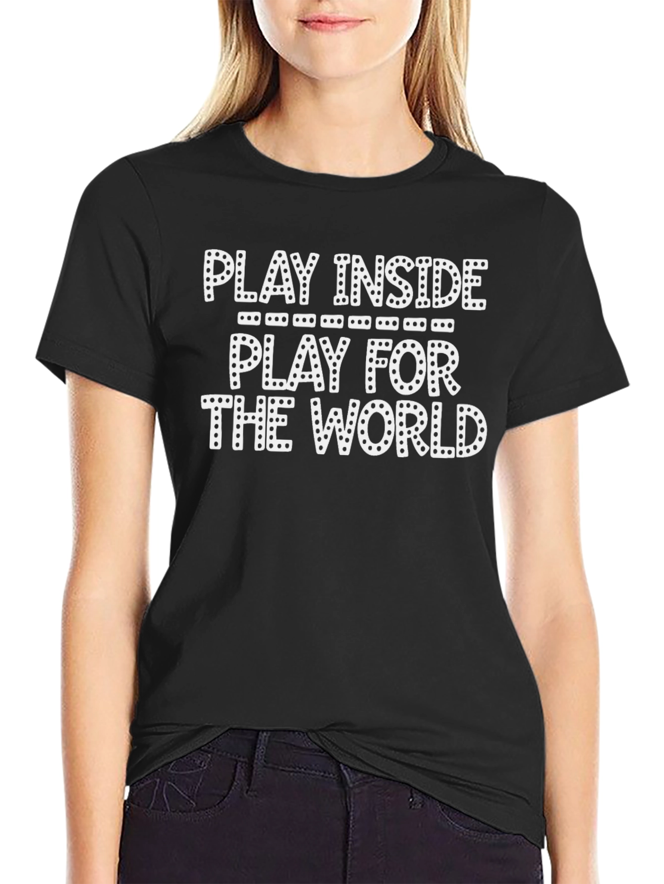 Black Play Inside - Play For The World T-Shirt view 2