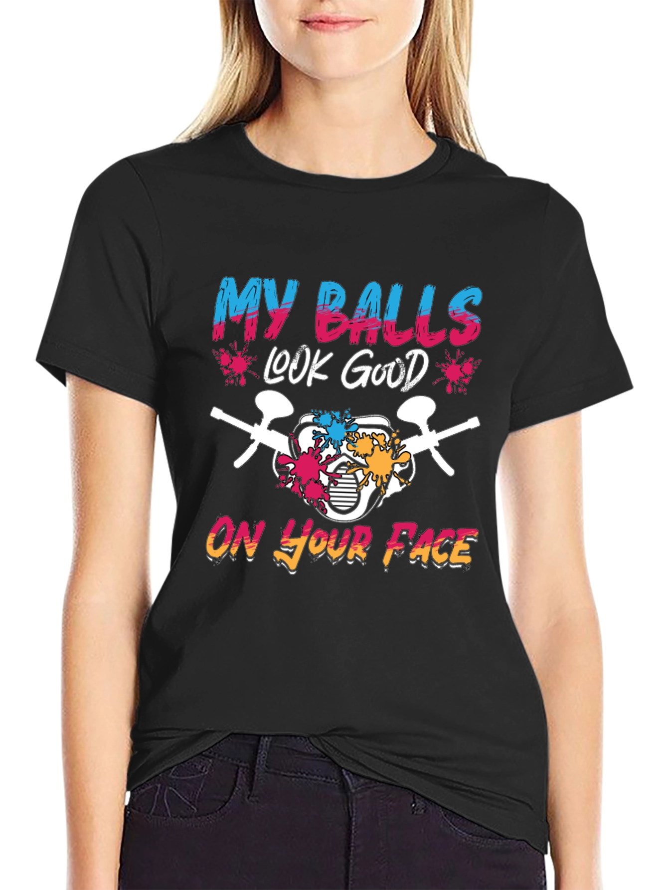 Black My Balls Look Good T-Shirt view 2